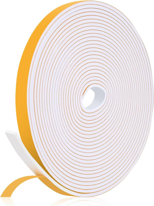 26Feet Weather Stripping Seal (1/2 Inch X 1/8 Inch) for Door Window, High Density Foam Tape