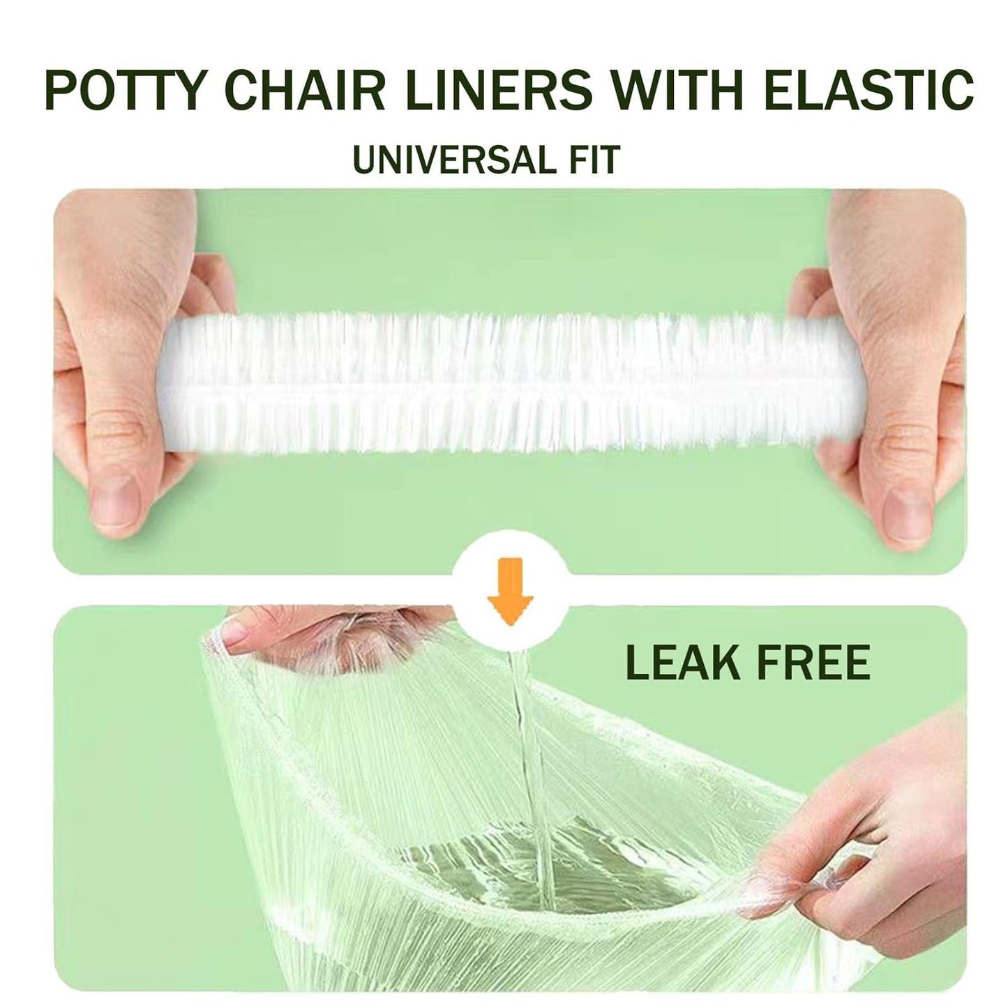 Potty Chair Liners with Elastic, Portable Potty Training Bags, Potty Refill Liners Disposable for Toddlers Kids and Baby,Toilet Seat Cover,17x8Inches,Clear,200pieces