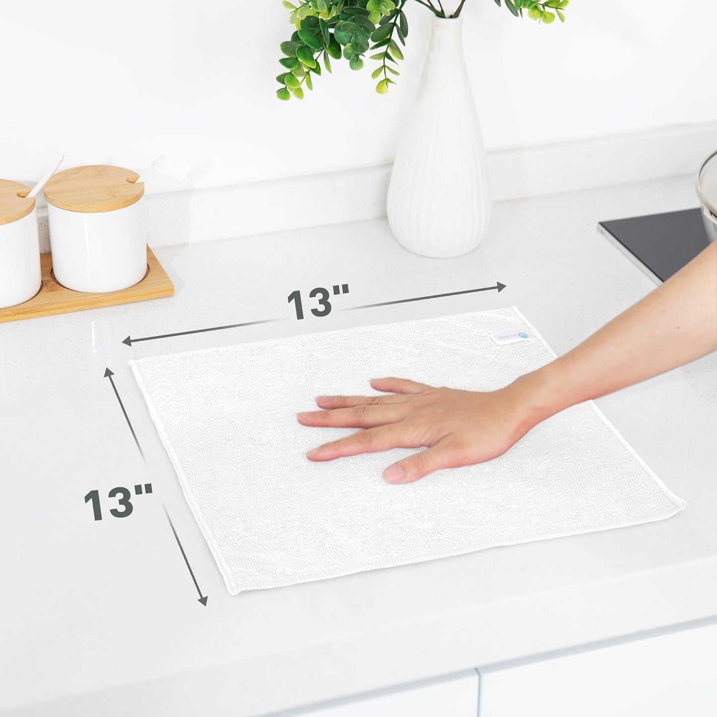 White Microfiber Cleaning Cloth 13"x13", Ultra Soft Absorbent Microfiber Cleaning Rags for Housekeeping Cleaning Supplies, Lint Free Reusable Cleaning Cloths for House Washable, Pack of 12