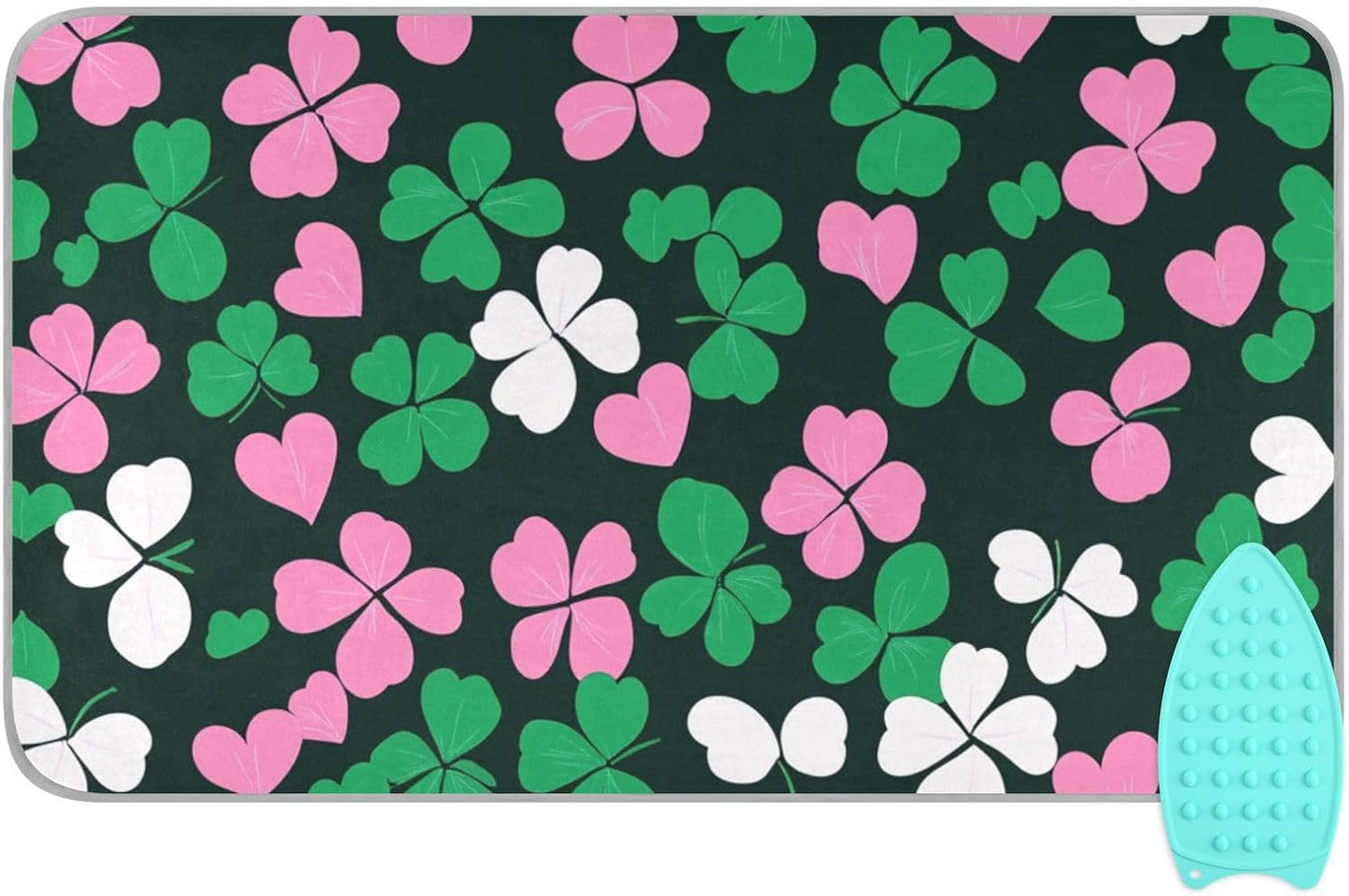 Ironing Mat Portable Ironing Pad Ironing Blanket for Table Top Heat Resistance Double-Side Using Travel Large 47.2 x 27.6 Inch Foldable Lightweight Clover Hearts
