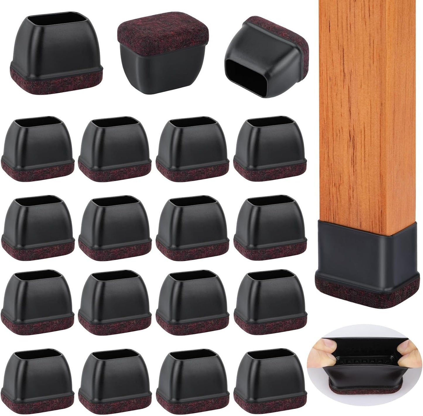 32 Pcs Rectangle Chair Leg Floor Protectors, Silicone Chair Leg Protectors for Hardwood Floors, High Elastic Chair Leg Cover for Chair Table Desk, Protect Wooden Floors from Scratching, Won't Tear