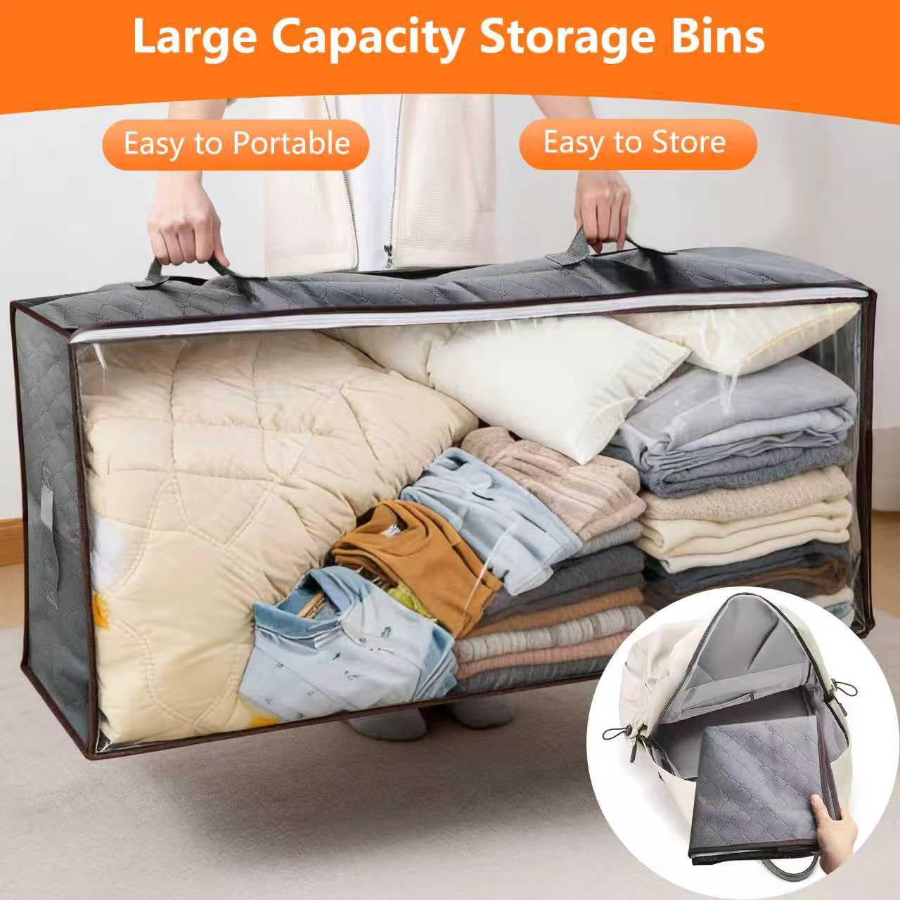 90L Under Bed Storage Containers,4-Pack Closet Organizer Storage Bins ,Grey