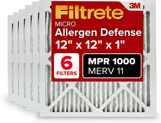 Filtrete 12x12x1 AC Furnace Air Filter, MERV 11, MPR 1000, Micro Allergen Defense, 3-Month Pleated