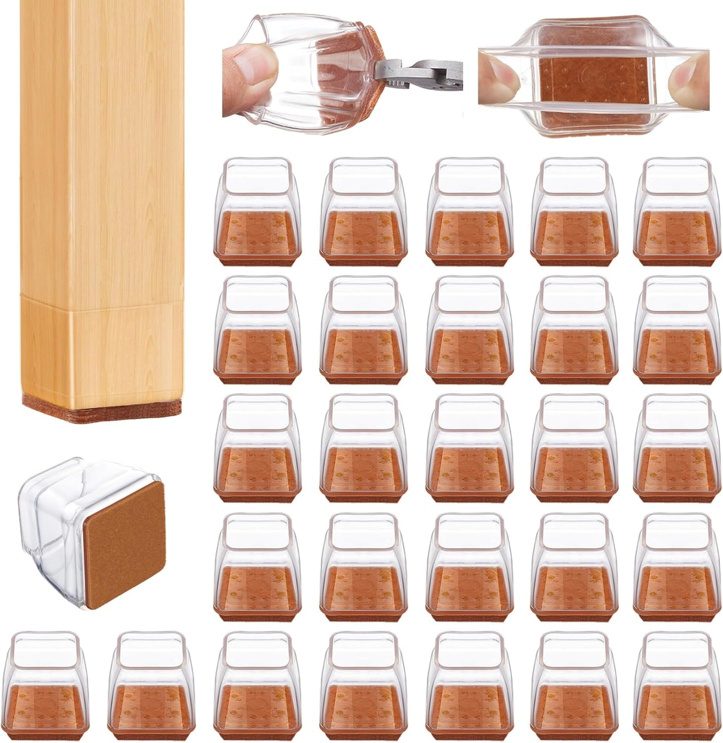 36 Pcs Square Chair Leg Floor Protectors, Felt Furniture Pads for Hardwood Floors, Chair Leg Protectors for Hardwood Floors, Floor Protectors for Chairs, No Scratches and Reduce Noise - Small Size