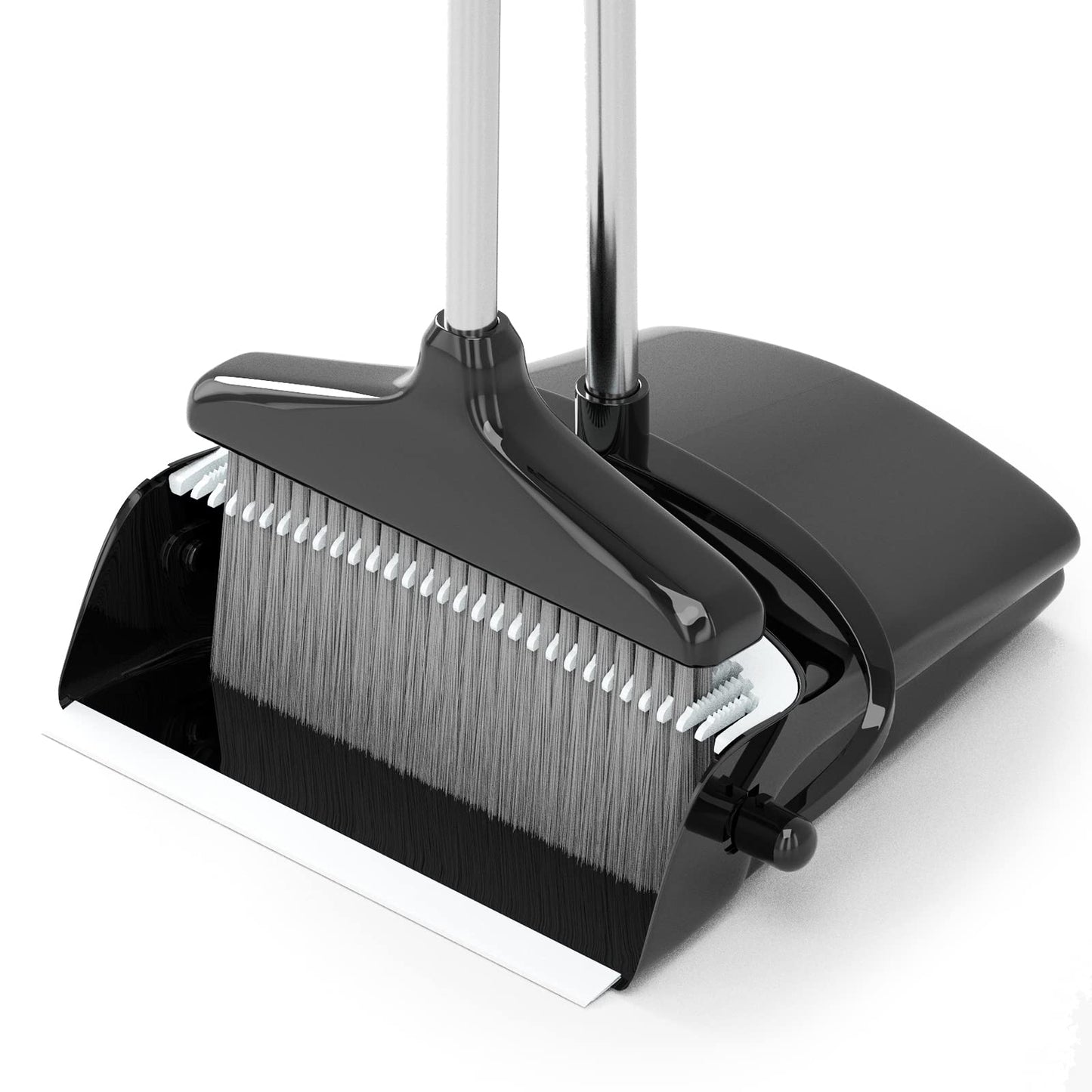 Broom with Dustpan Combo Set 54” Long Handle Household Dust Pan for Home Office Kitchen Cleaning