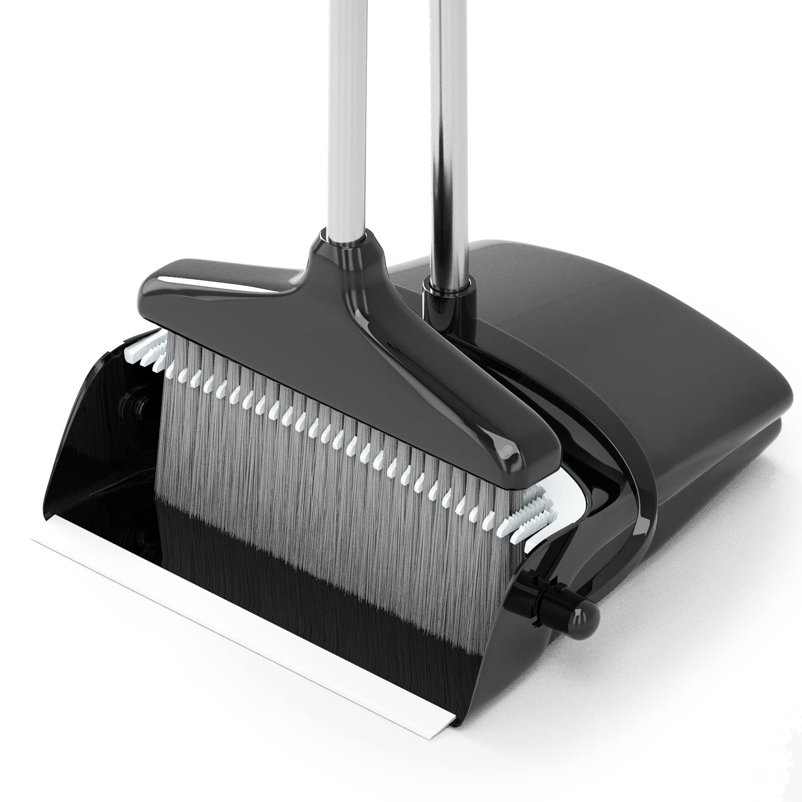 Broom with Dustpan Combo Set 54” Long Handle Household Dust Pan for Home Office Kitchen Cleaning