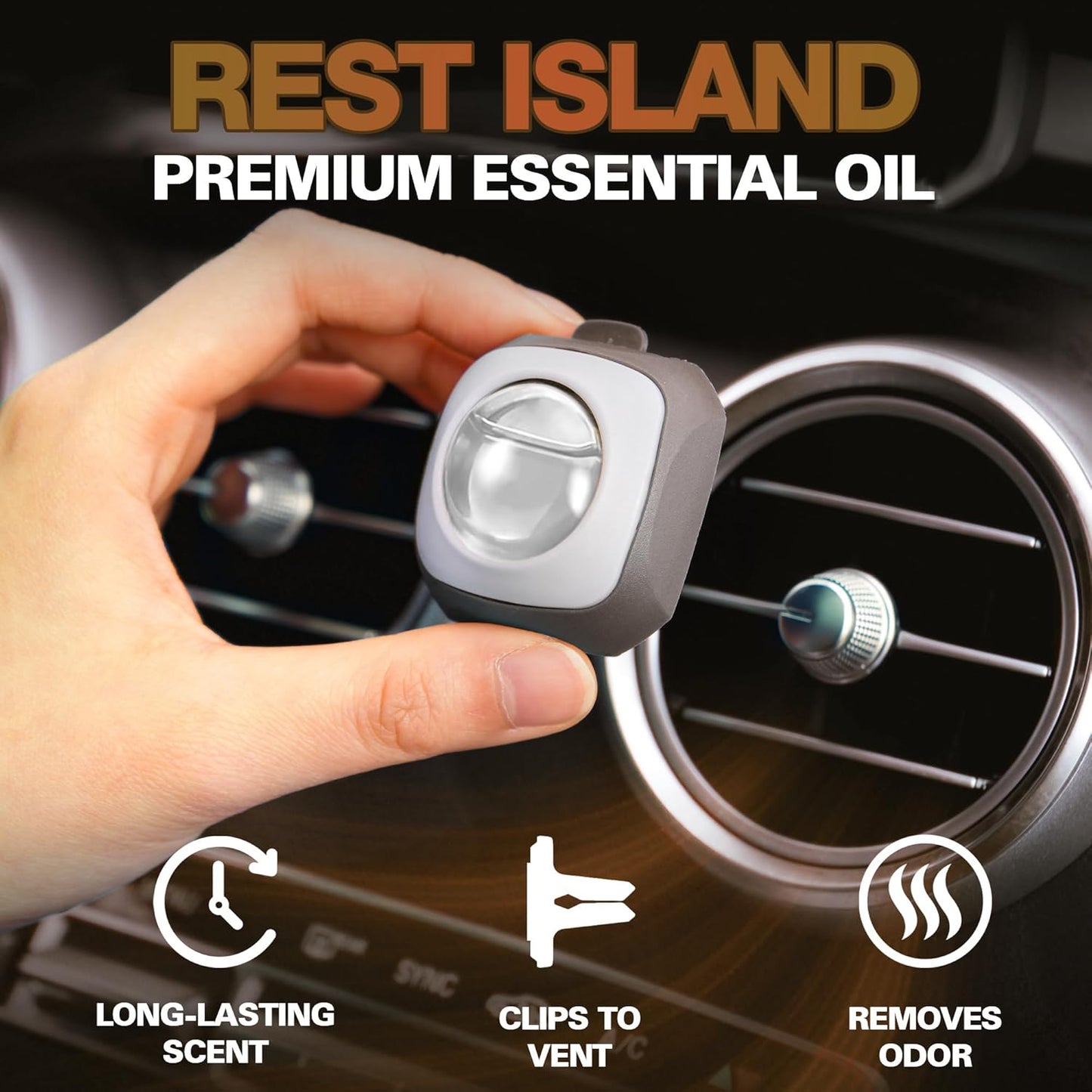 Air Jungles Rest Island Scent Car Air Freshener Clip, 6 Vent Clips, 4ml Each, Long Lasting Air Freshener, Up to 180 Days Car Refresher Odor Eliminator