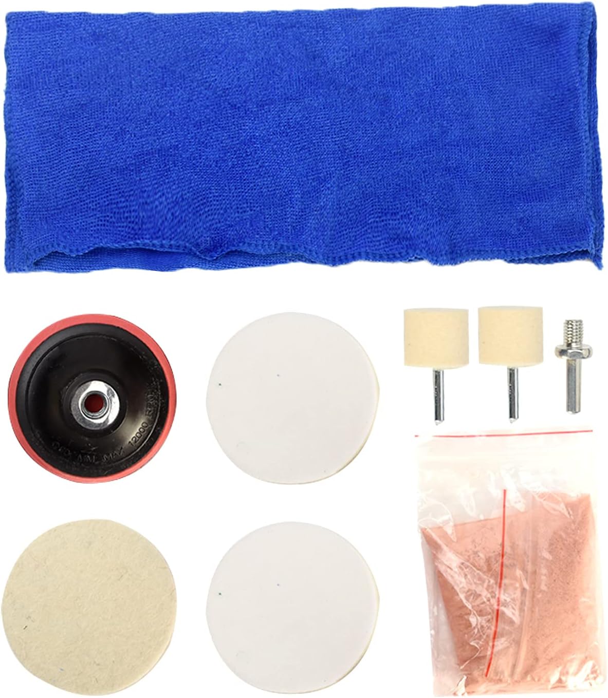 9pcs/Set Glass Polishing Kit,Deep Scratch Remover with Towel Car Polish Pad Cerium Oxide Powder Felt Polishing Wheel Set for Windscreen and Glass(Size:9pcs/Set)