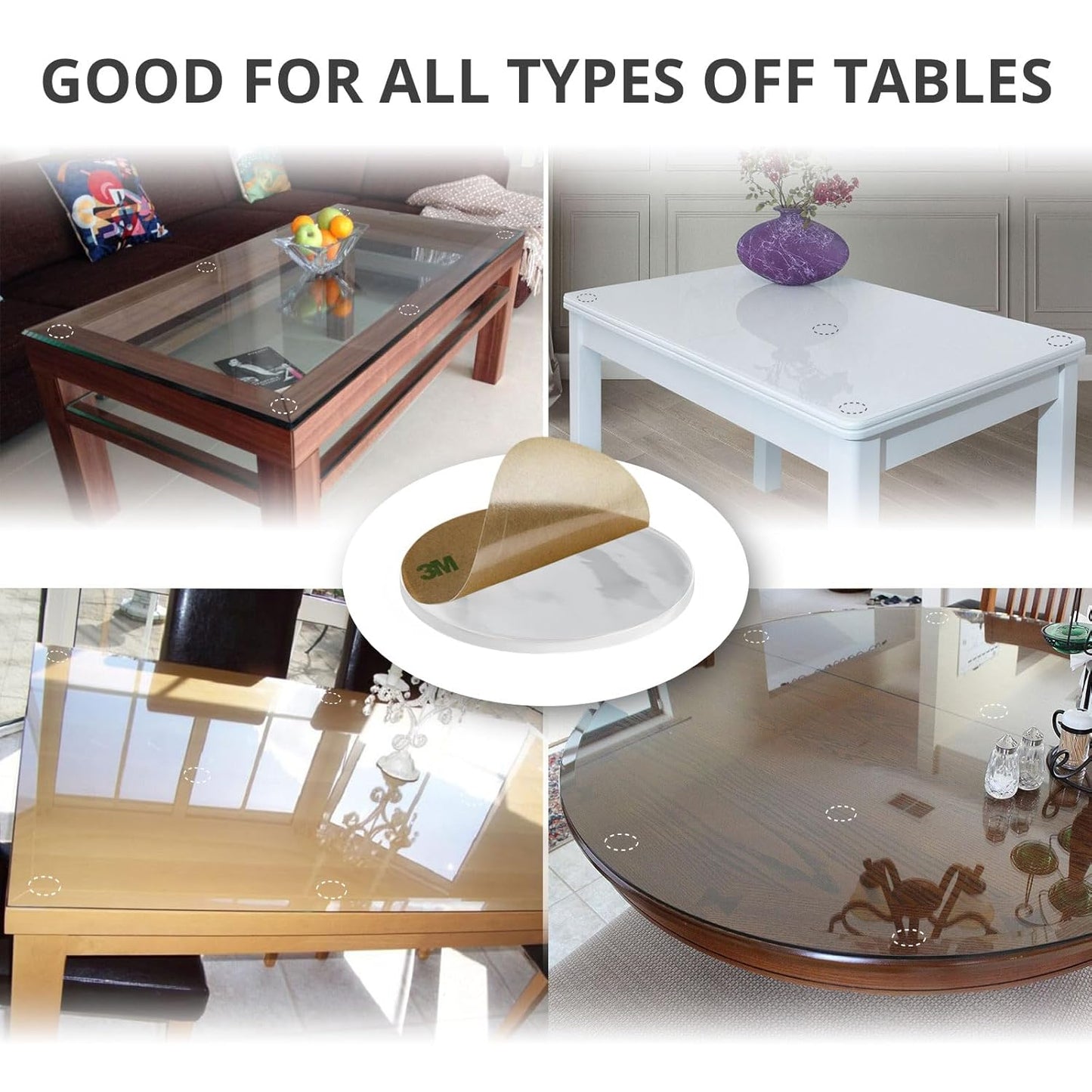 X-Protector Glass Table Top Bumpers - 20 PCS 1.2"- Self-Adhesive Glass Table Top Anti Slip Pads - Clear Rubber Glass Table Top Grippers - Glass Table Protector to Keep Glass Table Top from Sliding!