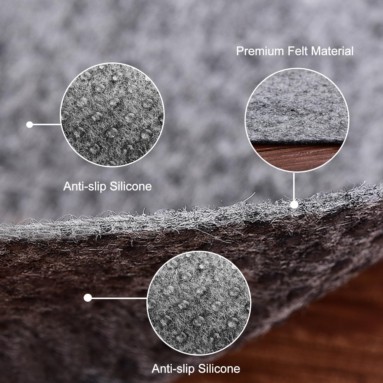 Double Sided Ultra Strong Anti-Slip Rug Felt Pad 3 x 5 Feet for Hardwood Floors, Non Slip Carpet Padding, Thin Profile Non Skid Carpet Mat Keep Your Rugs in Place- Gray