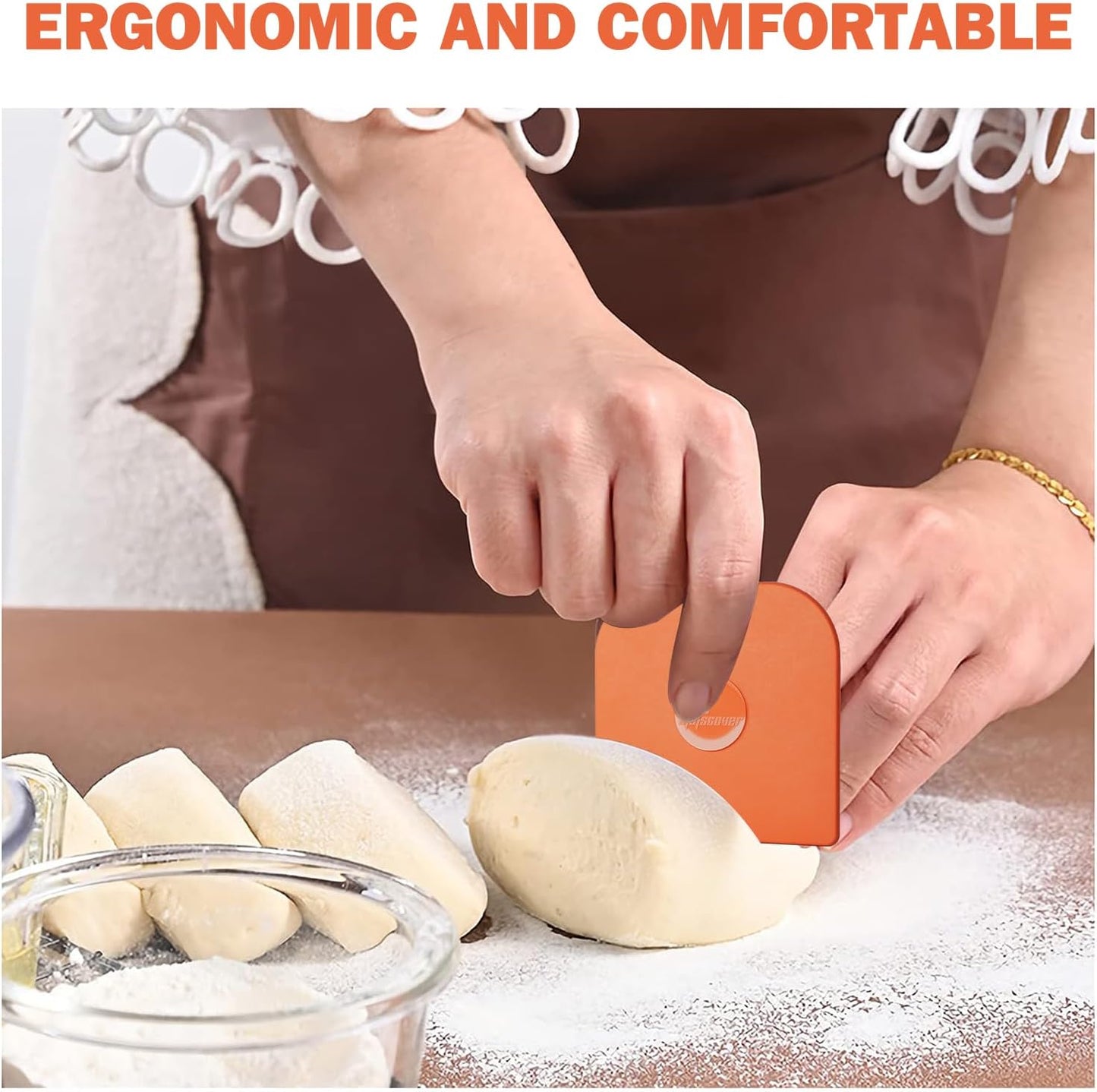 Pan Scraper, 5 Pcs Pot Scraper Plastic, Pot Scraper Non Scratch for Cast Iron, Pot and Pan Cleaning, Sturdy Scraper Kitchen Tool-Orange