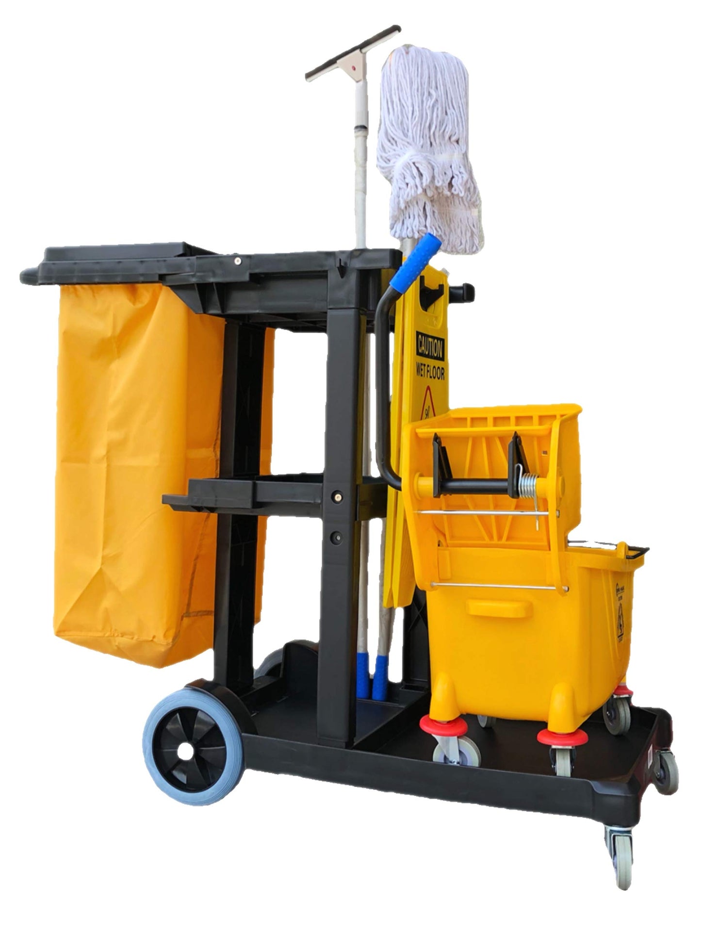 Simpli-Magic Janitorial Cart, 330 lbs Capacity – 3-Shelf Commercial Housekeeping Cleaning Cart on