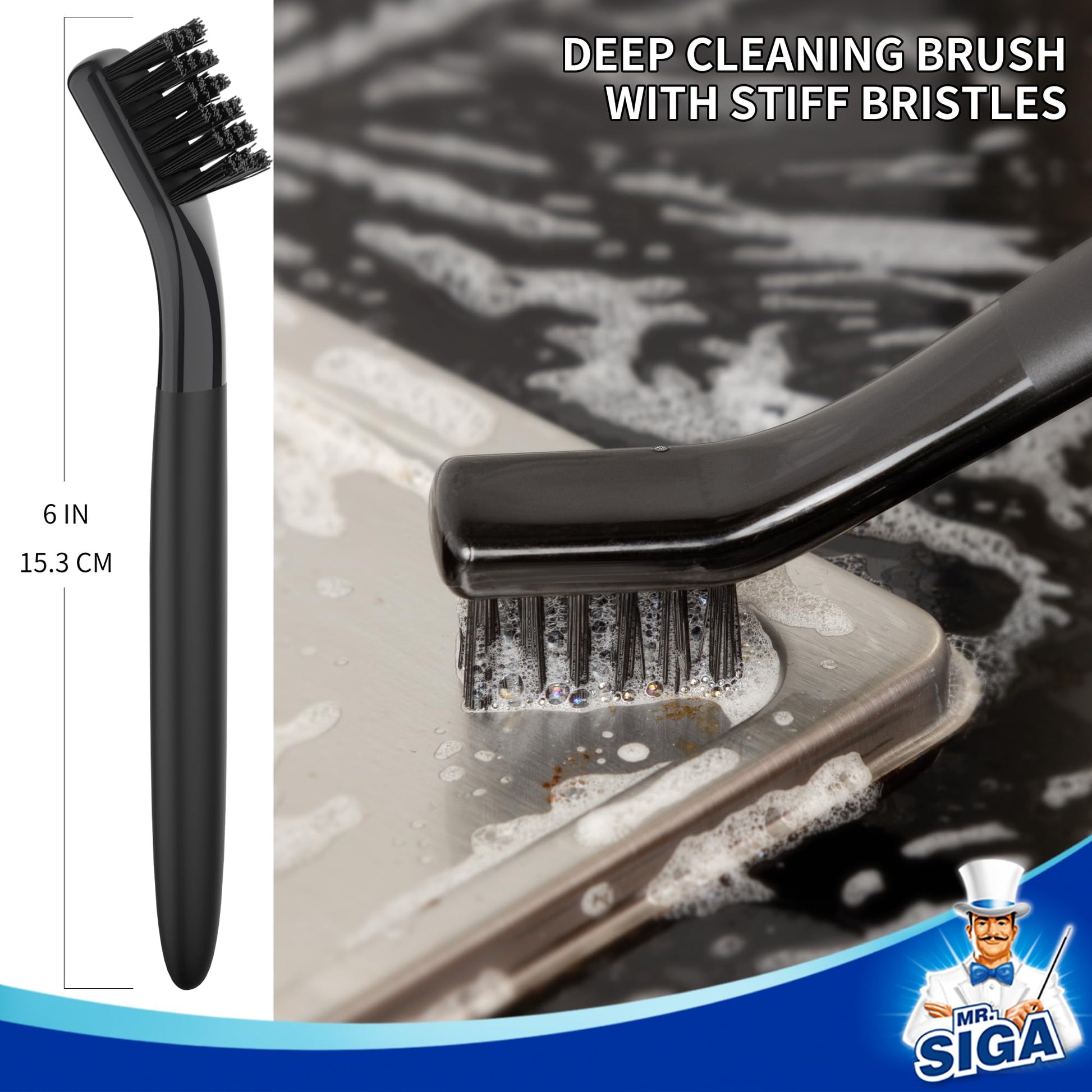 MR.SIGA Grout Cleaner Brush Set, Detail Cleaning Brush Set for Tiles, Sinks