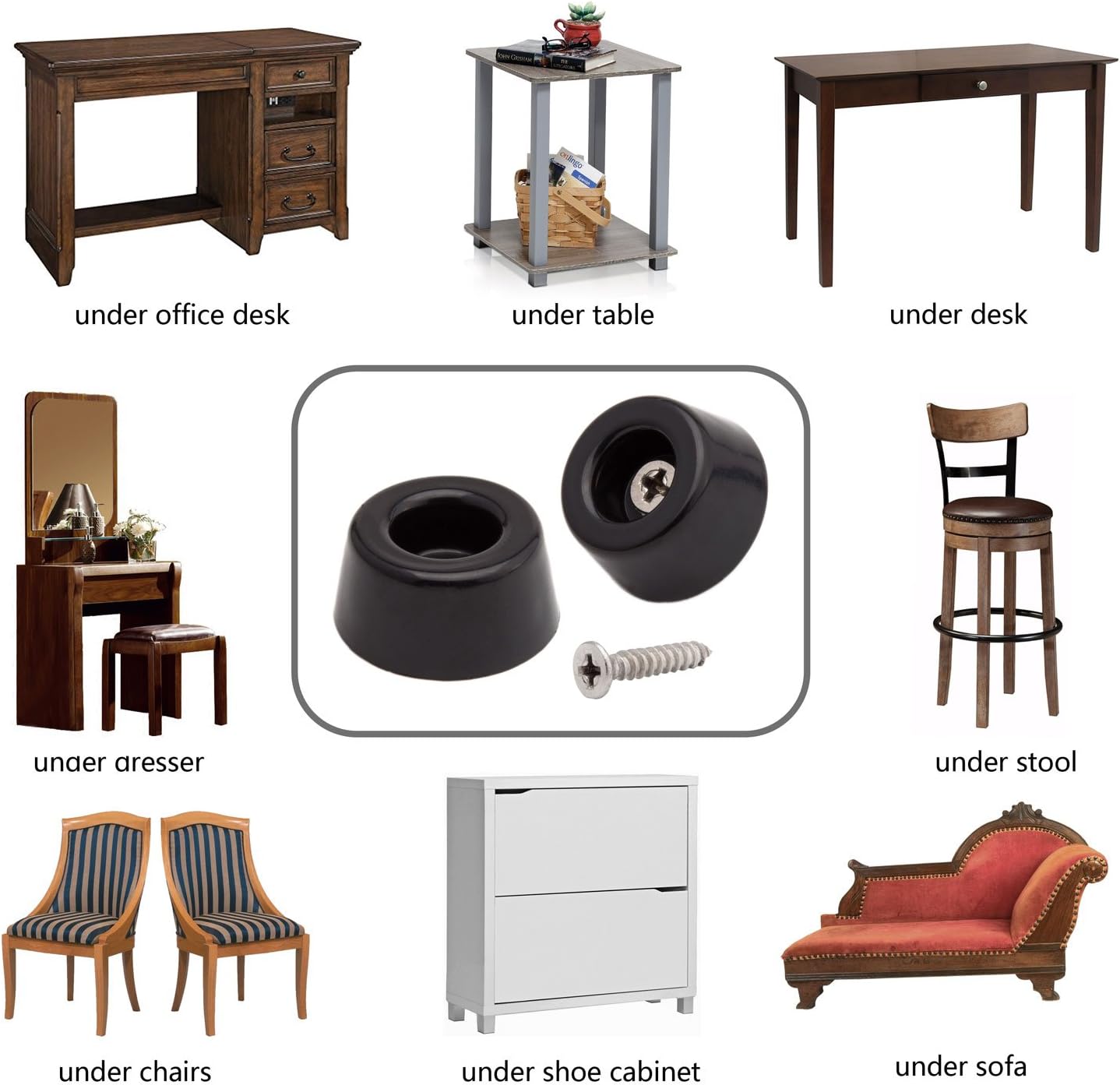 20pcs Round Furniture Pads,ULIFESTAR Furniture Feet Glides Sliders Carpet Saver Hardwood Floor Protectors Surface Protection for Chair Leg Caps Non Slip Furniture Grippers (Black)