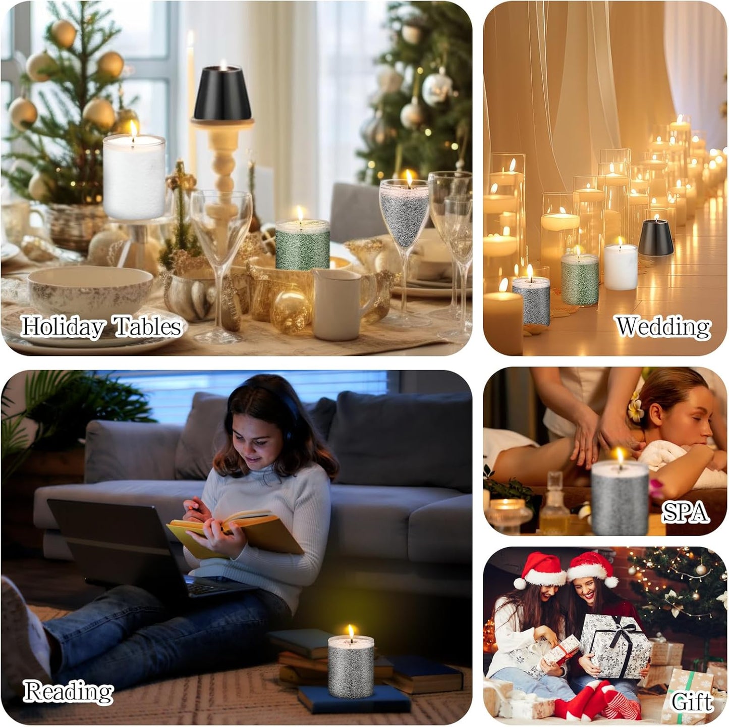 MTLEE Candle Sand 3.3 lb DIY Pearled Candle Making Kit Included 20 Pcs Wicks and Refillable Beaded Wax Sand Beaded Wax Gift with Wicks Self Extinguish for Home Wedding Party Women(Gray)