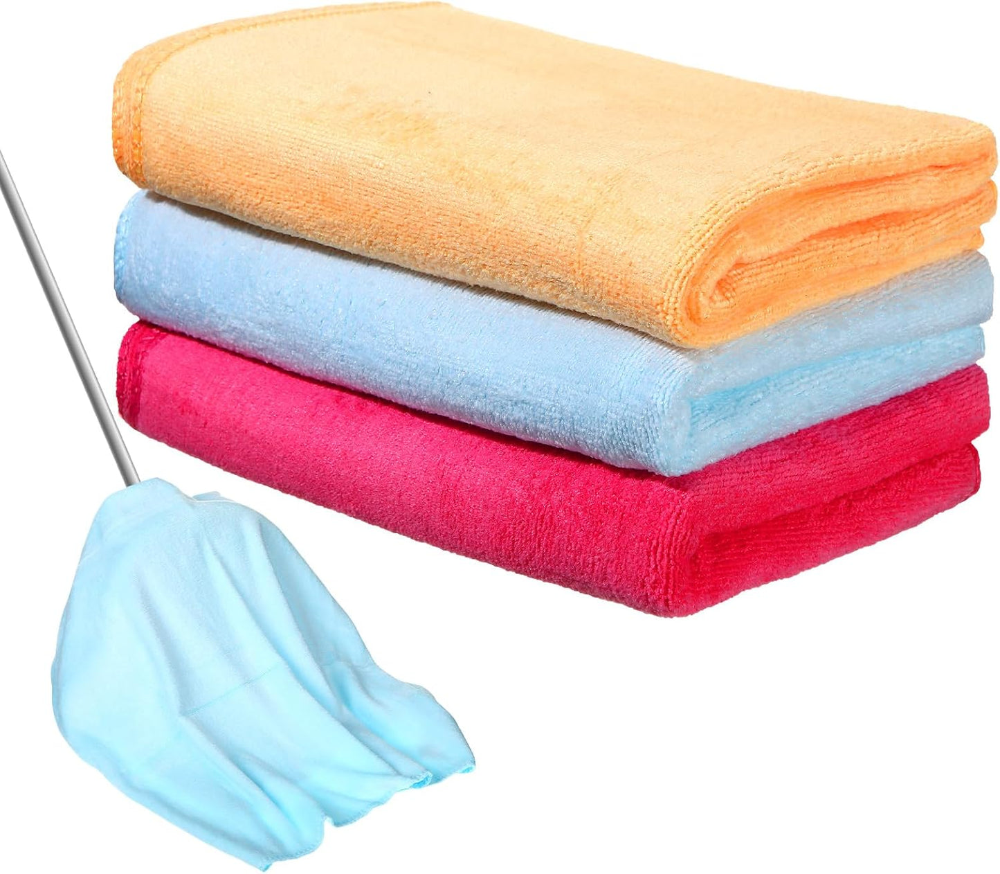 Newwiee 3 Pcs Extra Large Microfiber Cleaning Cloth 30" x 20" Washable Reusable Microfiber Towel Streak Free Lint Free Cloth for Cleaning Home Glass Office Window Bathrooms (Pink,Yellow,Light Blue)