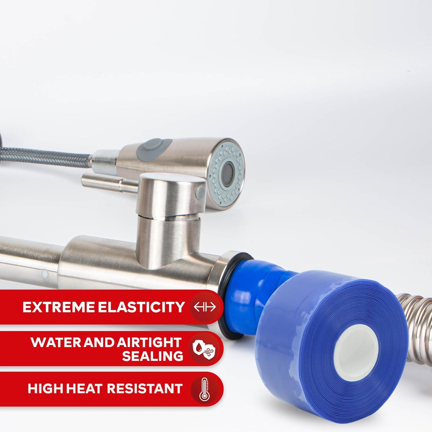 XFasten Self-fusing Silicone Tape Pro, Blue, 1.5-Inch x 15-Feet, 30 mils Extreme Silicone Pipe Fix Tape for Leak Drain Pipes, Tool Grip, Electrical Tape for High Heat Radiator Hose and Plumbing