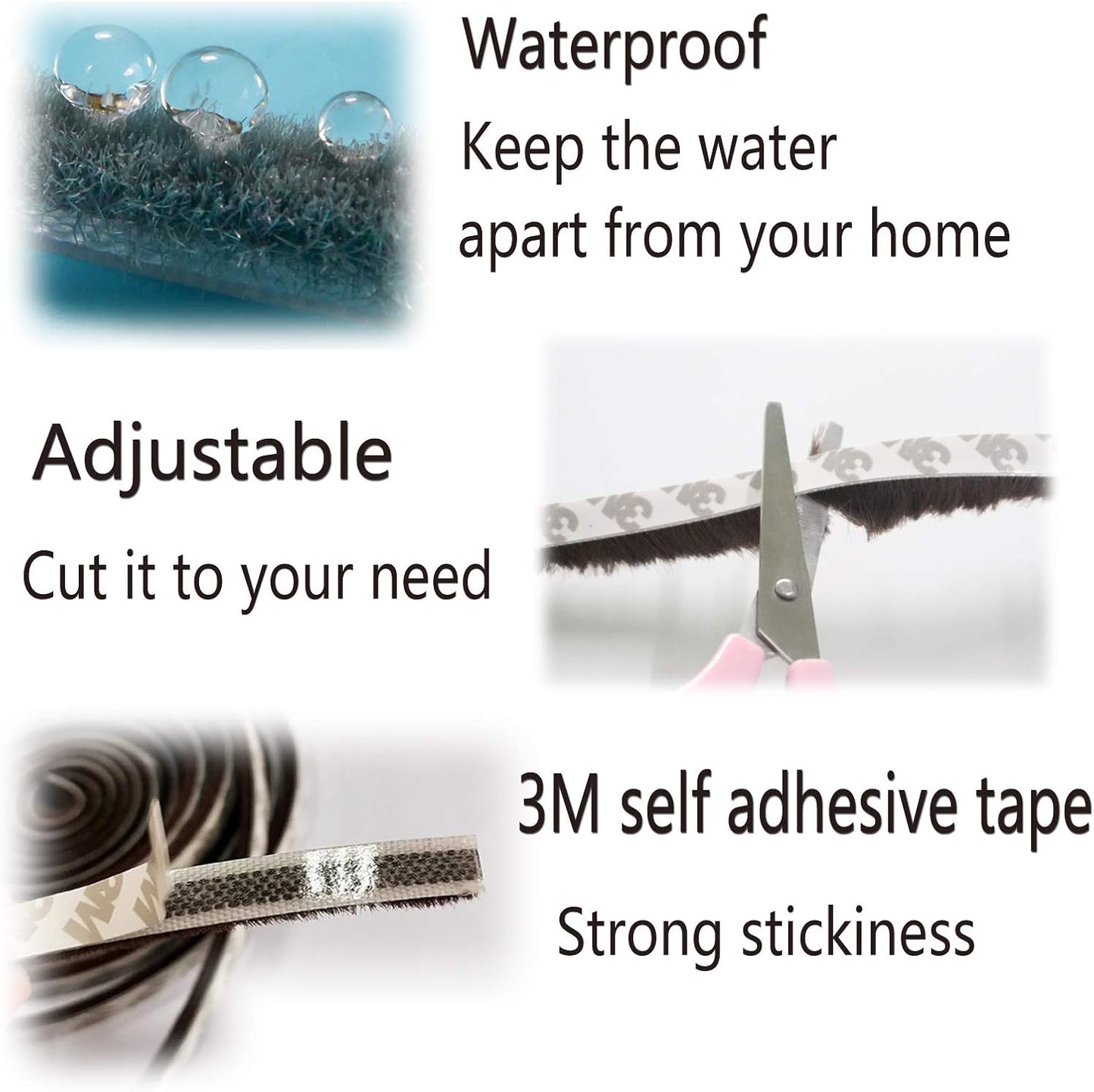 Weather Stripping Brush for Sliding Windows/Doors Frame Side,Pile Self Adhesive Weatherstrip Seal Strip Sealer Draft Stoppers (16.5ft x11/32 x 3/16 Brush inch, Brown)