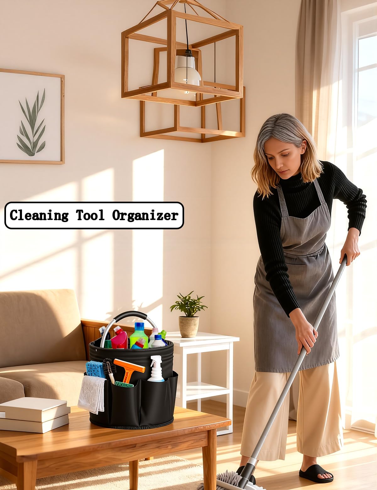 CIHTL Cleaning Caddy with Handle, for Cleaning Supplies Organizer Bucket