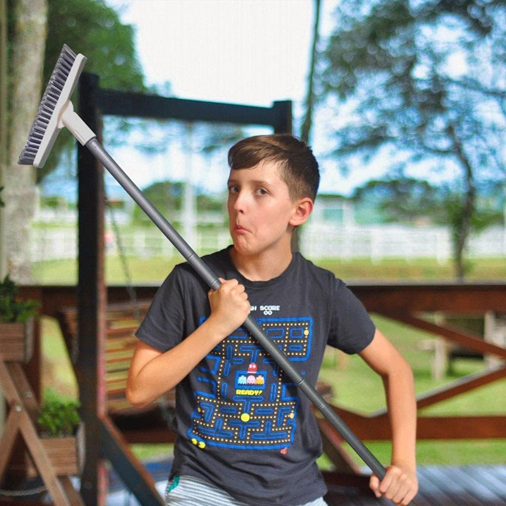 Grout Scrub Brush with Long Handle, Swivel Grout & Corner Cleaning Brush for Tile Floors, Stiff V-Shaped Bristle Grout Cleaner Brush for Grout Line, Deep Grooves, Walk in Shower, Bathroom and Kitchen