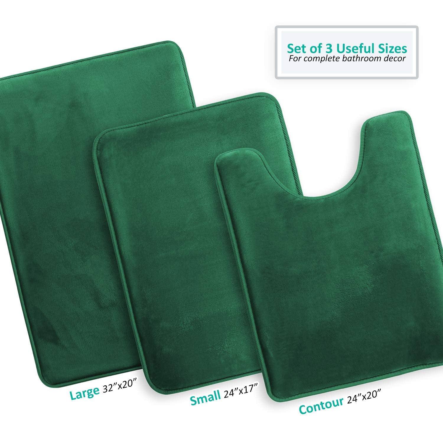 Clara Clark 3 Piece Bathroom Rugs Bath Mat Set, Velvet Memory Foam Bath Mats for Bathroom