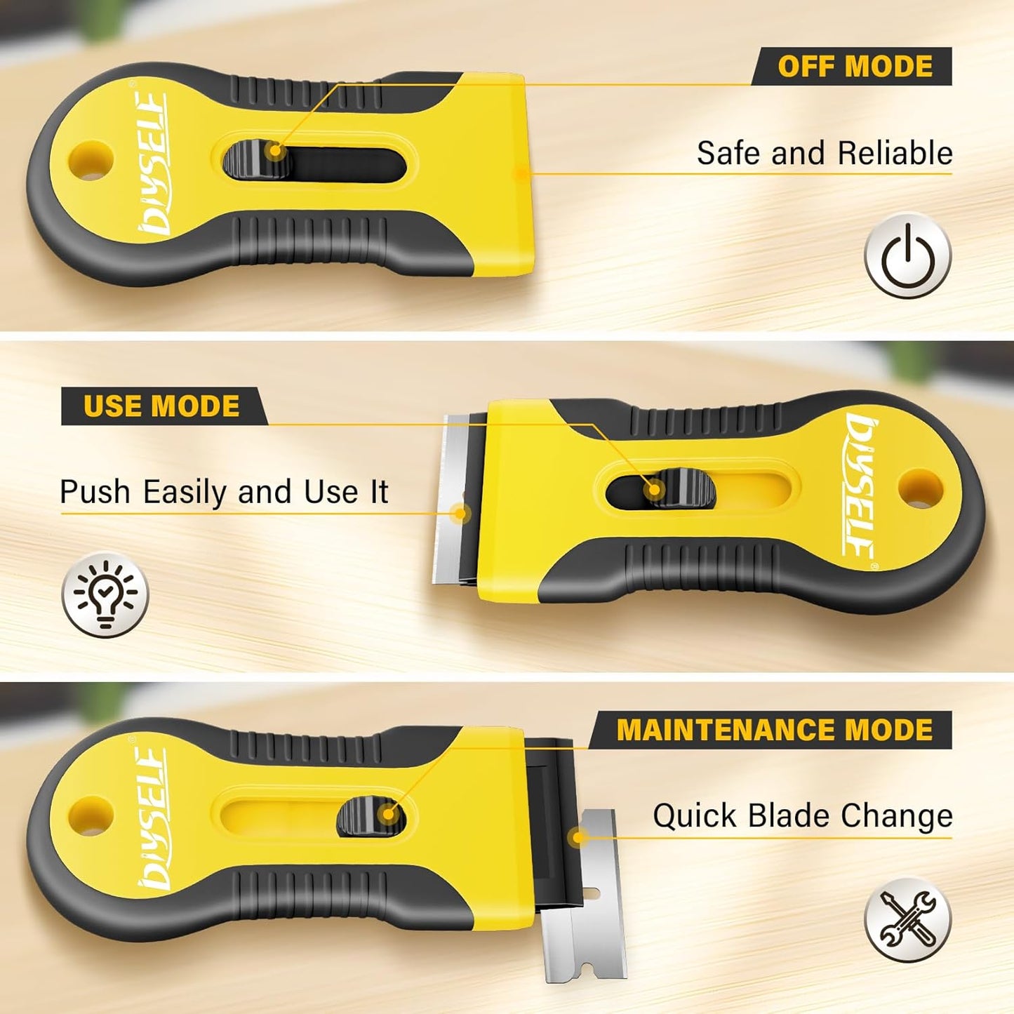 DIYSELF 2 Pack Razor Blade Scraper, Includes 10 PCS Additional Razor Blades, Streamlined Razor Scraper, Razor Blade Scraper Tool for Cooktop, Kitchen, Oven, Compact Glass Scraper for Paint, Sticker