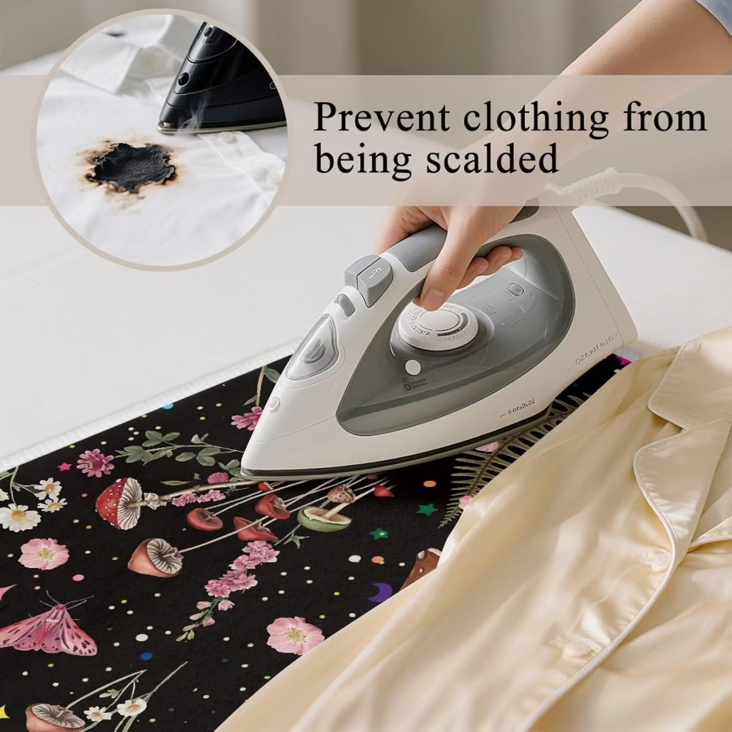Mushroom Ironing Mat Portable Ironing Pad Blanket for Table Top Heat Resistance Travel Small 32 x 16 Inch Foldable Lightweight Iron Mats for Washer and Dryer