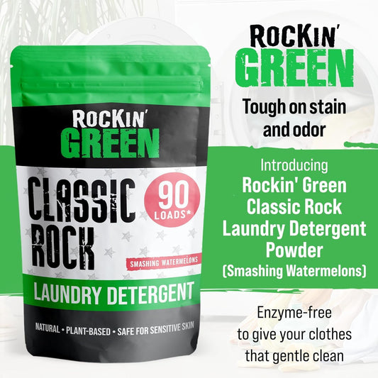Rockin' Green Classic Rock Laundry Detergent (90 Loads), Plant based, All Natural Laundry Detergent