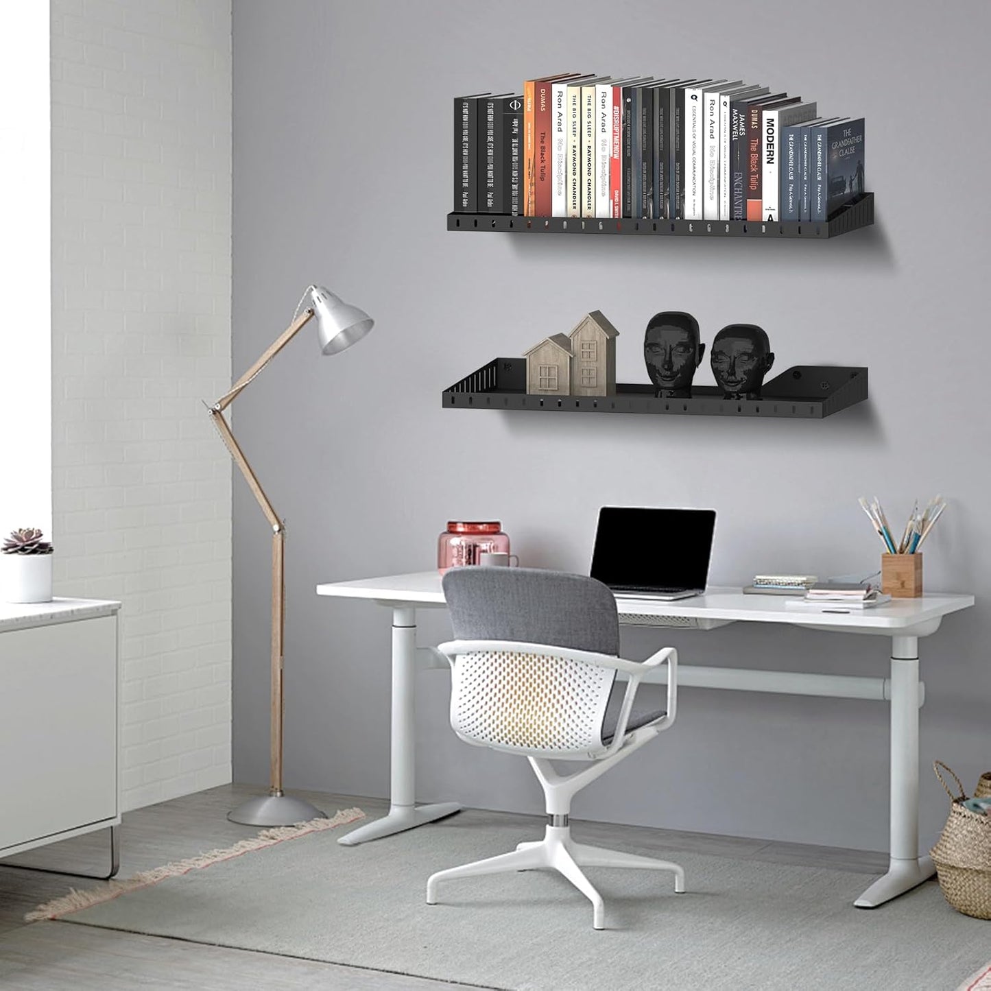 PEKGRIL 2 Pack Garage Wall Shelf, 1X2 Ft Heavy Duty Garage Shelving, Wall Mounted Storage Shelves for Laundry Room, Closet, Holds Up to 150 Lbs