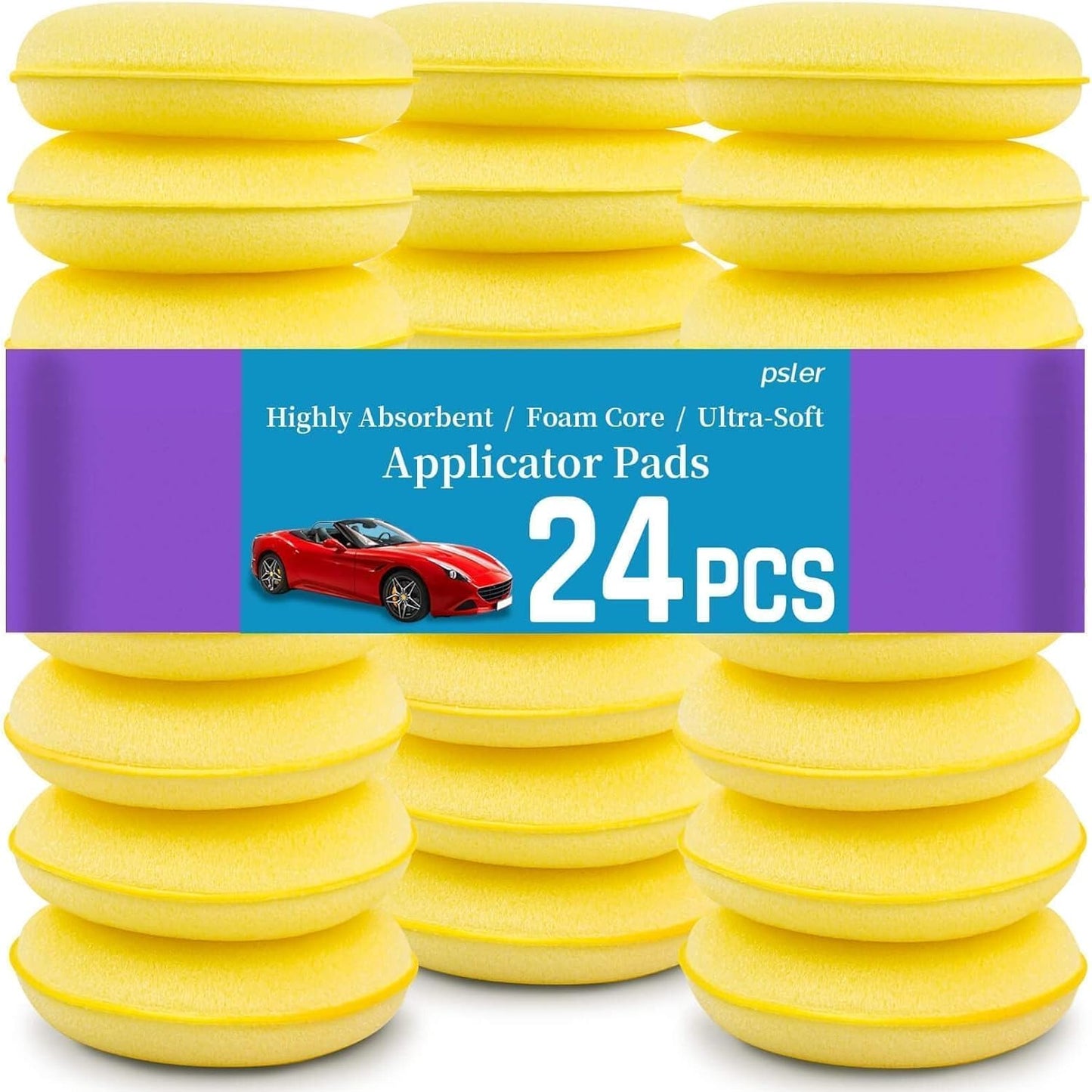 psler Foam Car Wax Applicator Pad Foam Applicator Pads Detailing Round 4 inch Polishing Sponges for Car Wax Applicator Pad 24 Pack-Yellow