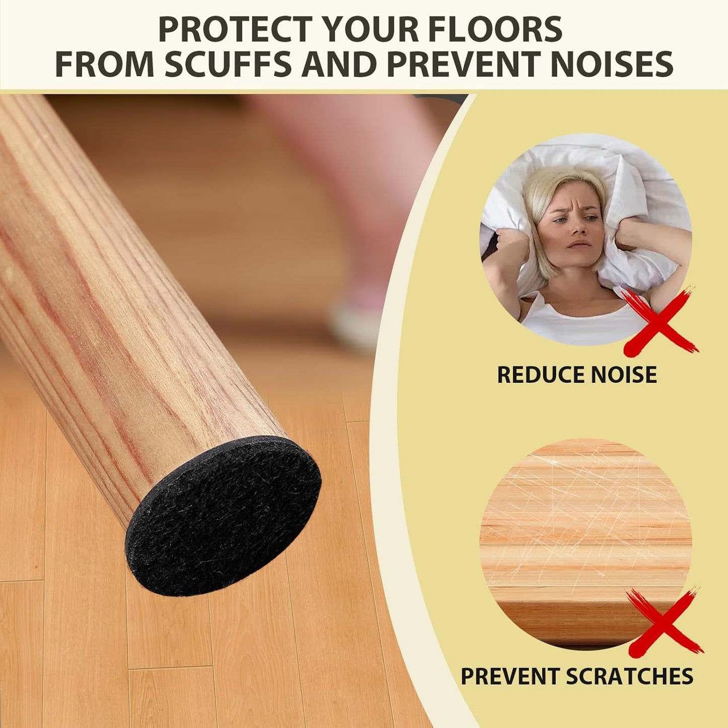 Ezprotekt 330 Pcs Felt Furniture Pads for Hardwoods Floors, Self Adhesive Cuttable Chair Felt Pads, Anti-Scratch Furniture Feet Floor Protectors Pads for Desk Sofa Bed Table Cabinet (Black)