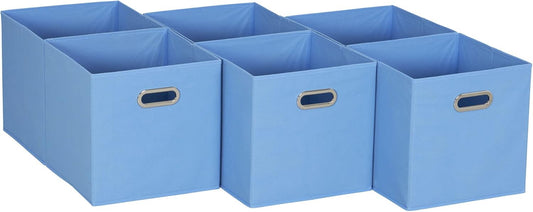 Household Essentials, Light Blue 6 Pack Fabric Storage Bins with Handle