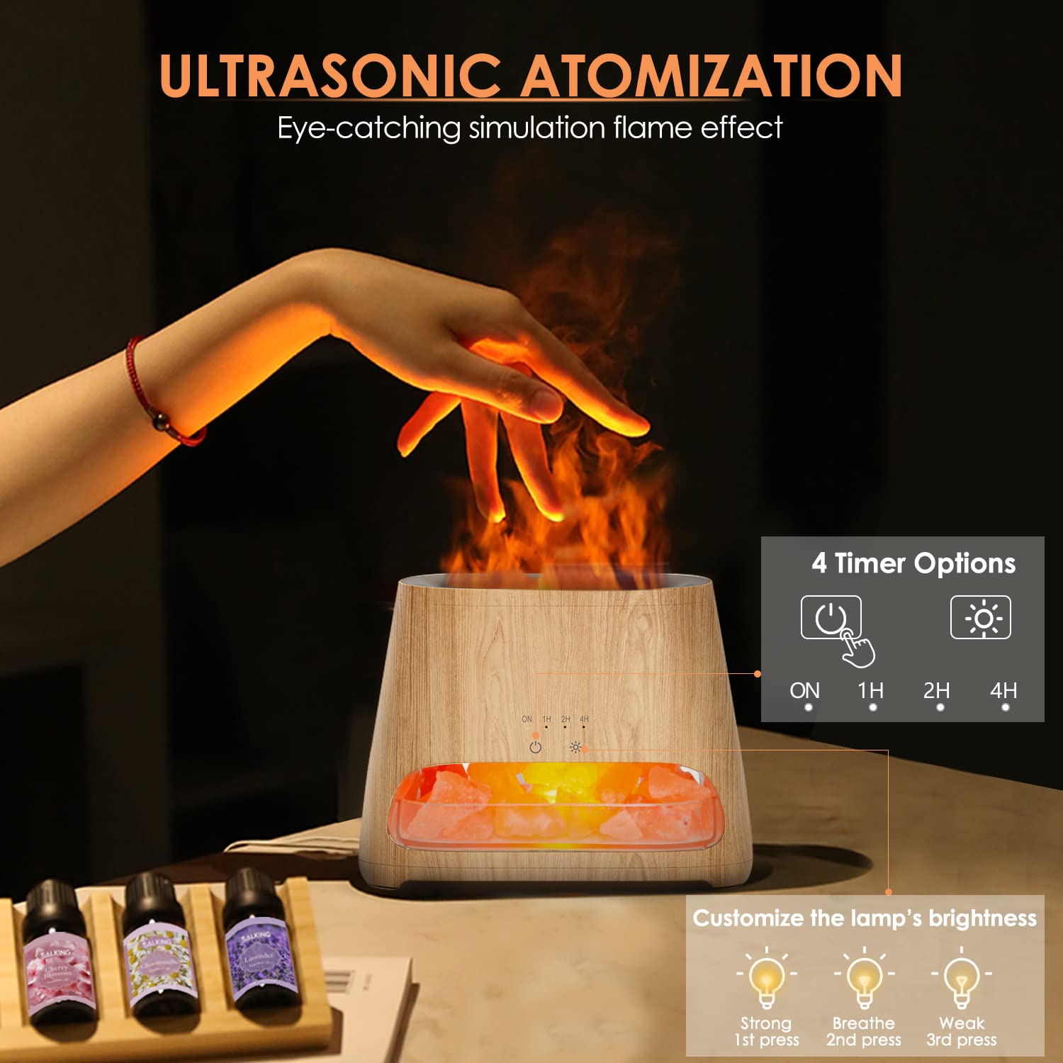 SALKING 2-in-1 Ultrasonic Essential Oil Diffuser & Himalayan Salt Lamp, Aromatherapy Diffuser Cool