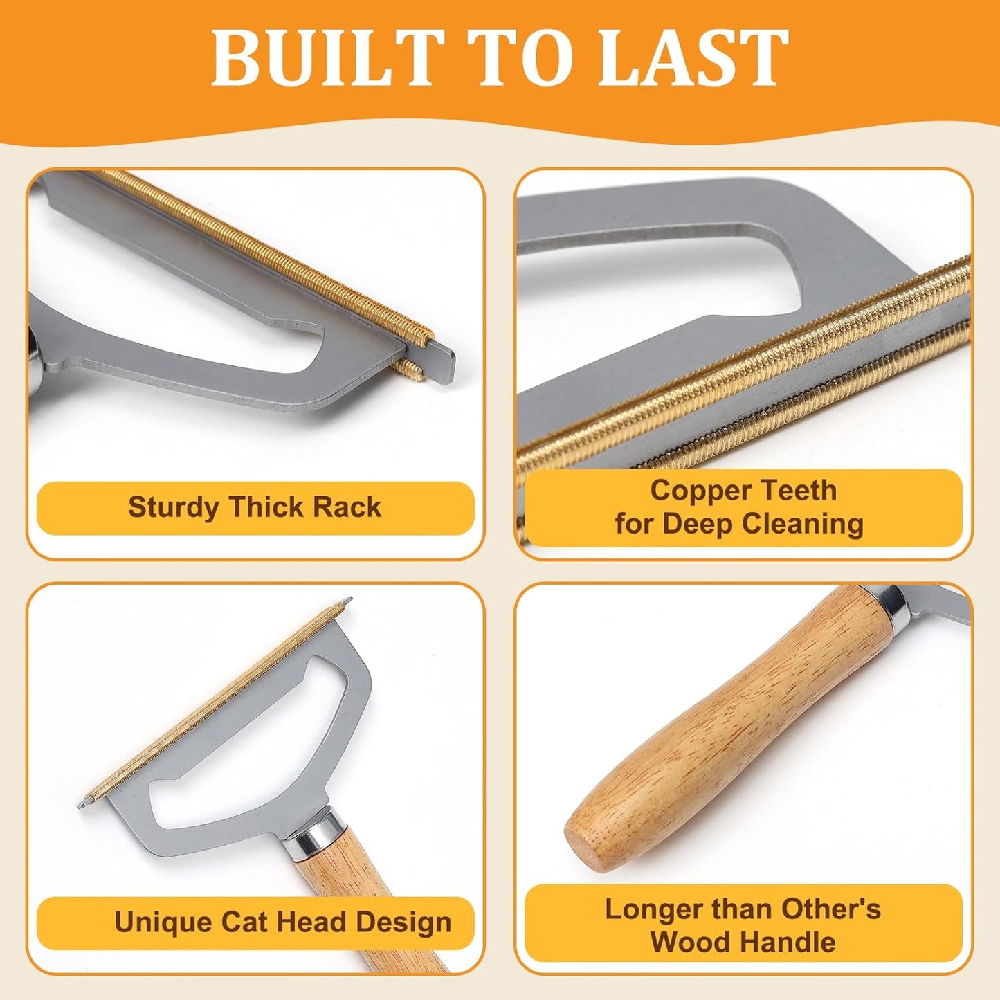 Metal Carpet Brush Pet Hair Remover, 1 Buck Thick Rack Wood Handle Portable Carpet Scraper, Embedded Couch Lint Pilling Dog Cat Fur Remover, Fabric Shaver Depiller Furniture