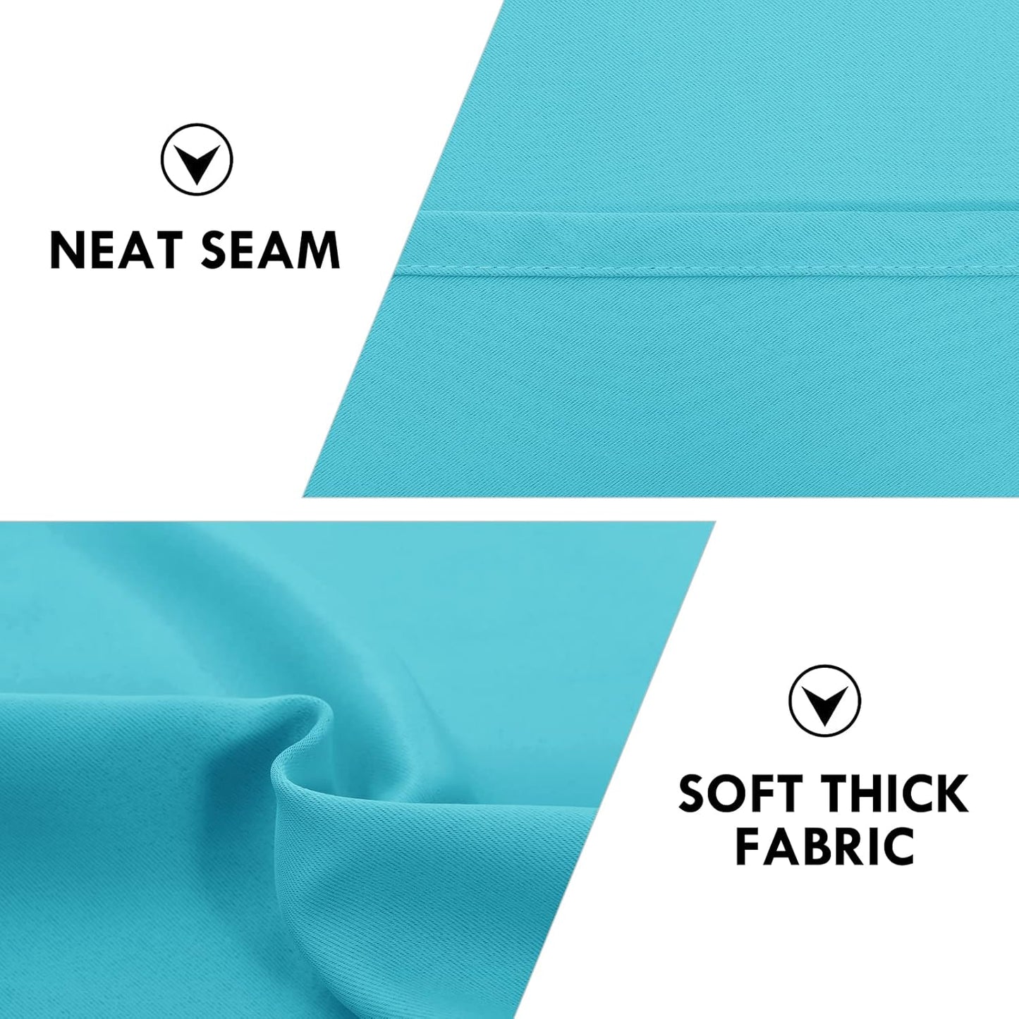 DWCN Blackout Curtains Thermal Insulated Energy Saving Bedroom and Kitchen Curtains Window Treatments, W 38 x L 45 Inch, Set of 2 Turquoise Rod Pocket Drapes