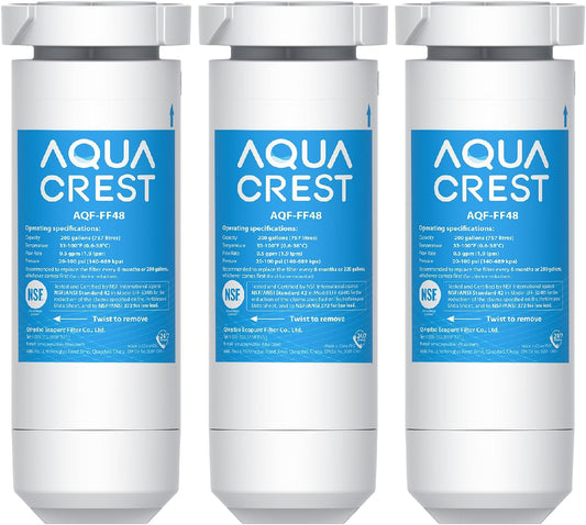AQUA CREST XWF Replacement for GE® XWF, NSF Certified Refrigerator Water Filter, 3 Filters (Not