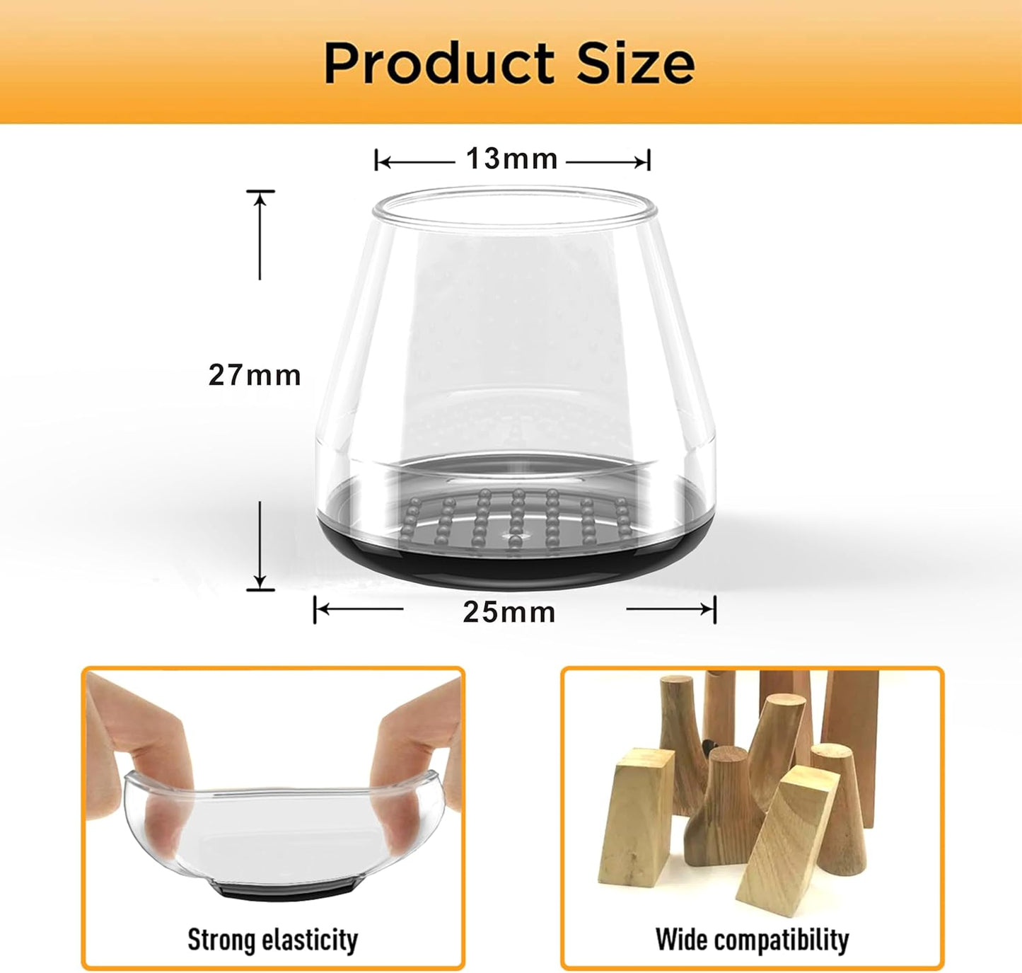 Furniture Sliders,24 PCS Chair Leg Sliders for Carpet, Furniture Movers Sliders, Carpet Chairs Furniture Glides, Floor Protectors, Carpet Moving Sliders Easily Move. (Clear,Fit:0.67-0.87")