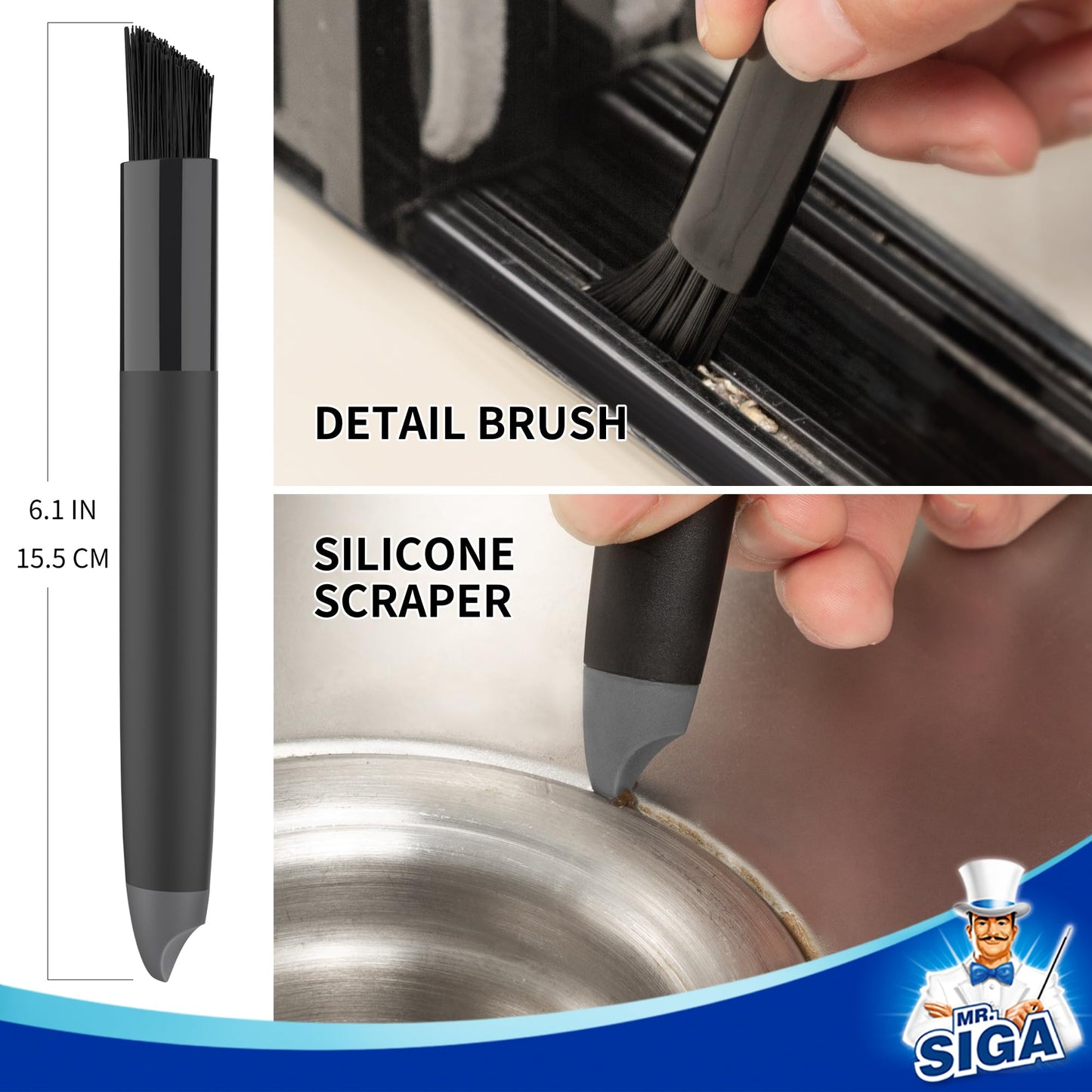 MR.SIGA Grout Cleaner Brush Set, Detail Cleaning Brush Set for Tiles, Sinks