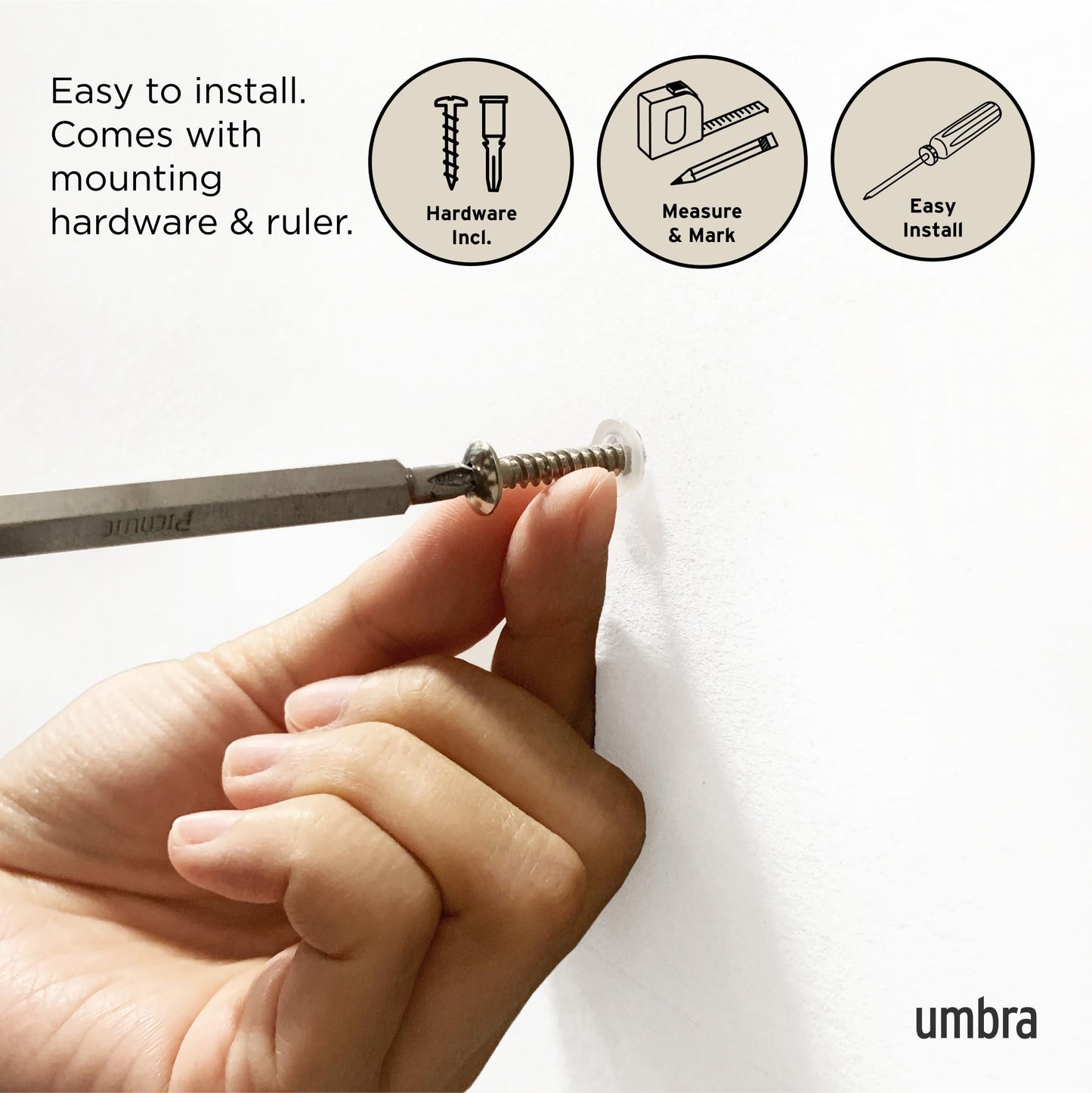 Umbra Flip Coat Rack, Wall Mounted 5-Hook Space Saving, Walnut/Gold