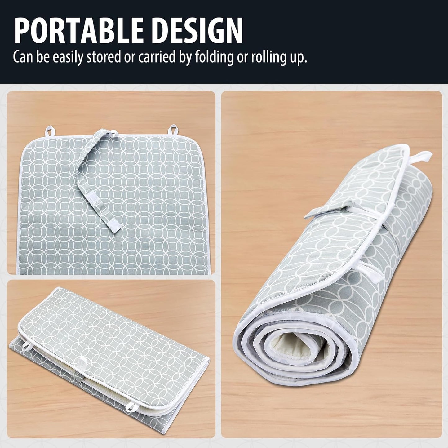 Seiritex Ironing Mat, Portable Ironing Pad 39.4 x 18.9 inch Table Top Iron Board 5 in 1 Travel Iron Blanket for Washer, Dryer, Counter top, Gray