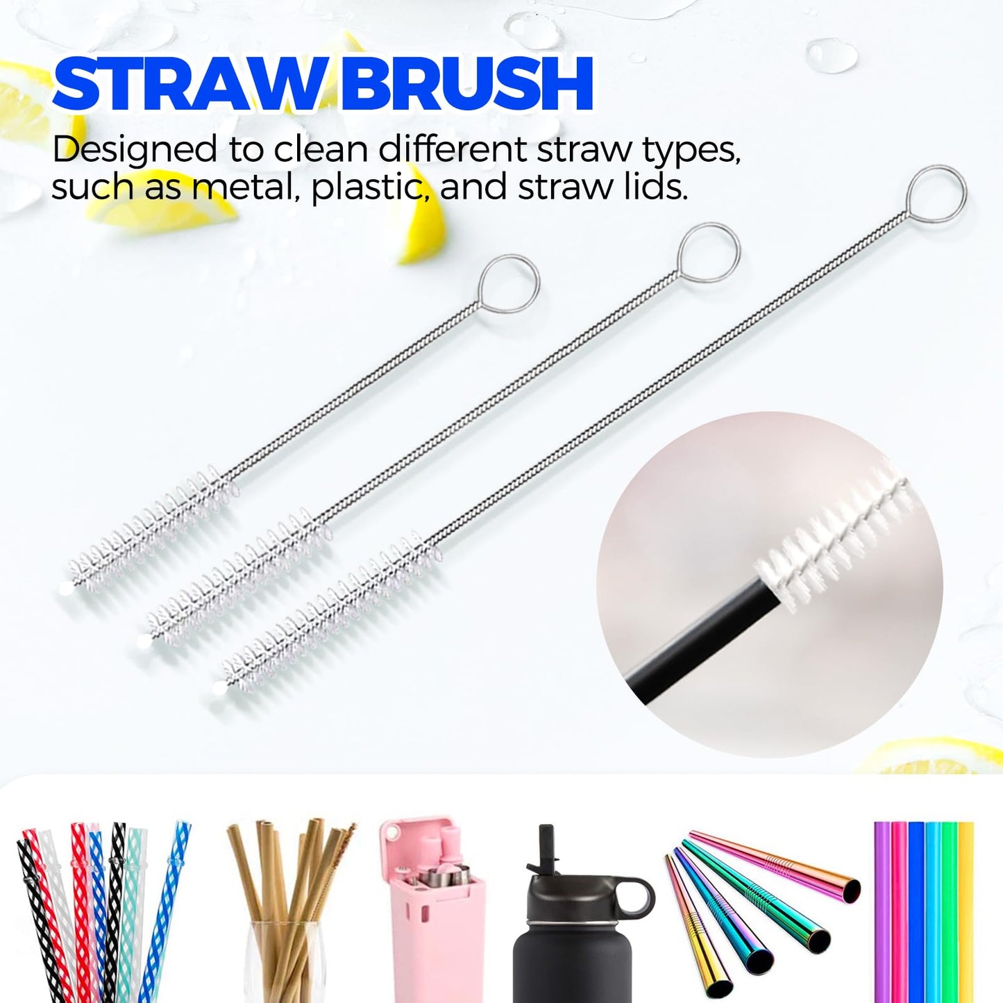 Holikme 6 Pack Dish Brush Set with Bottle Brush, Dish Scrub Brush,Gray