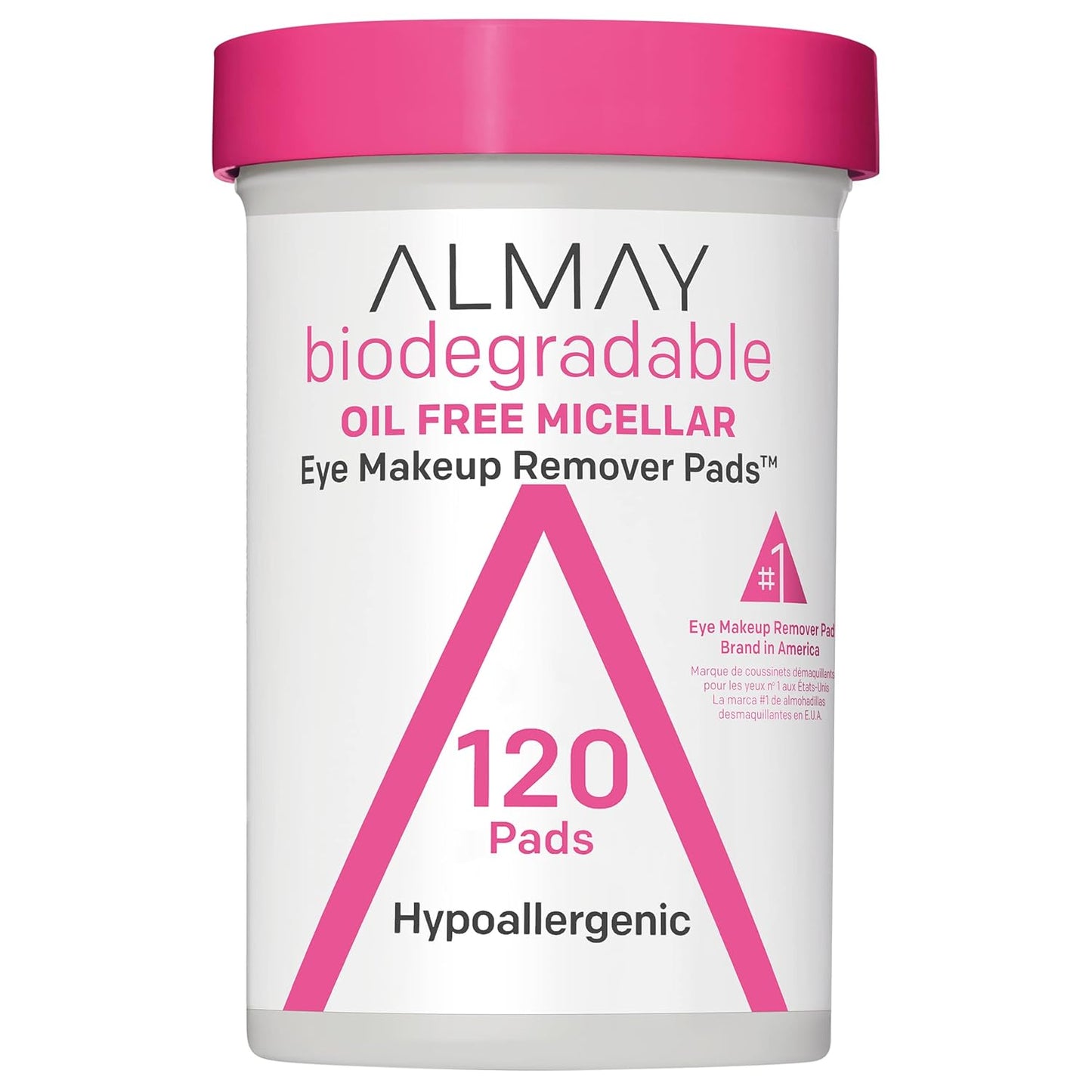 Almay Biodegradable Makeup Remover Pads, Micellar Gentle, Hypoallergenic, Fragrance-Free, Dermatologist & Ophthalmologist Tested, 120 Count