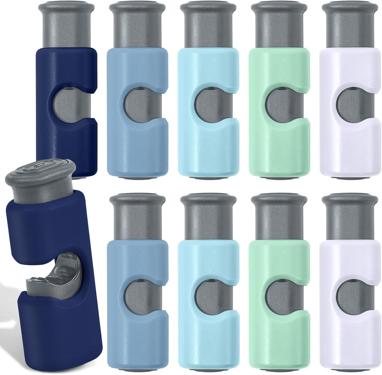 10 Pack Squeeze and Lock Bread Bag Clips, Reusable, Sturdy Plastic, Easy to Use, 5 Colors