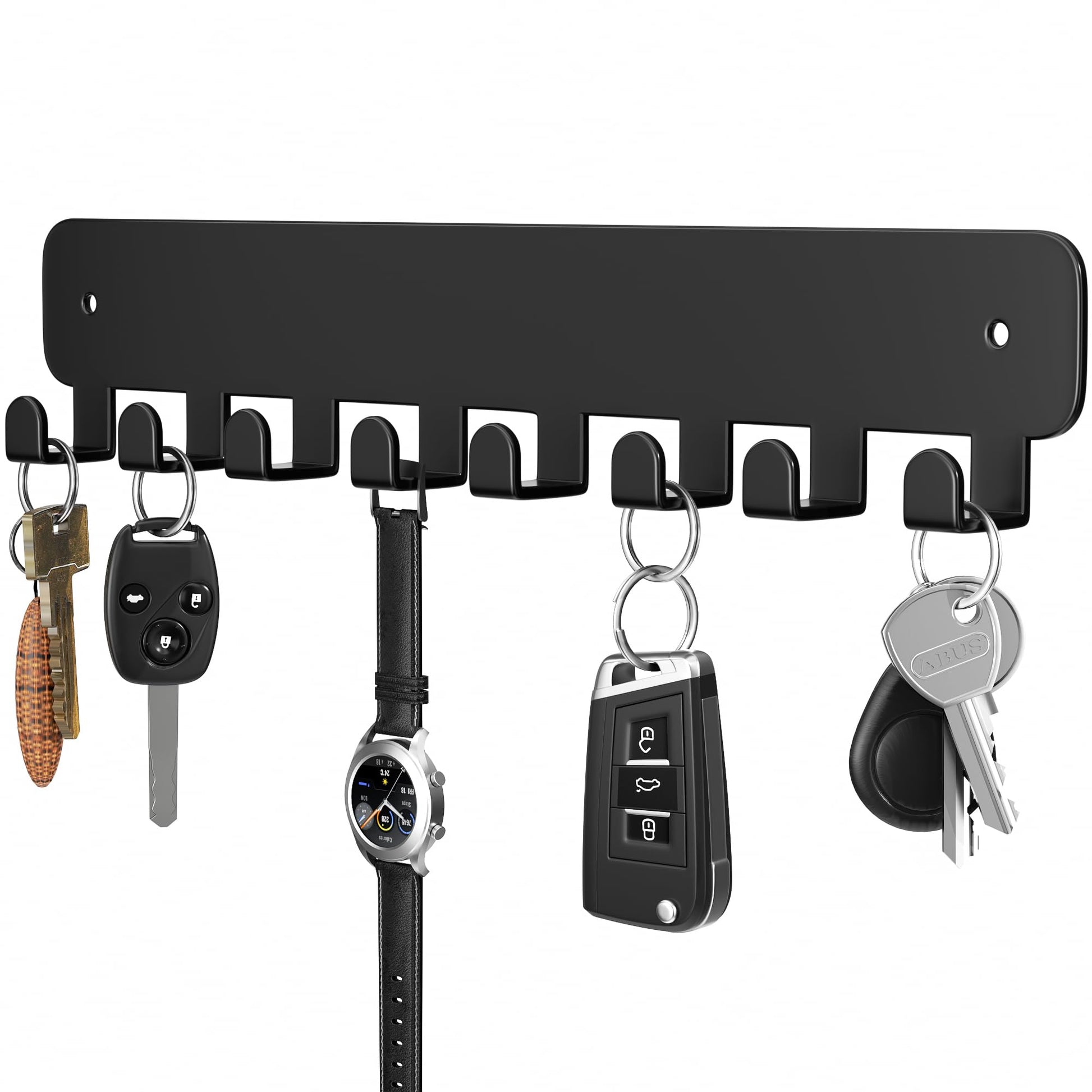 pickpiff Key Holder Wall Mount, Adhesive Key Rack with 8 Hooks Hanger for Car Key Ring, Metal Key