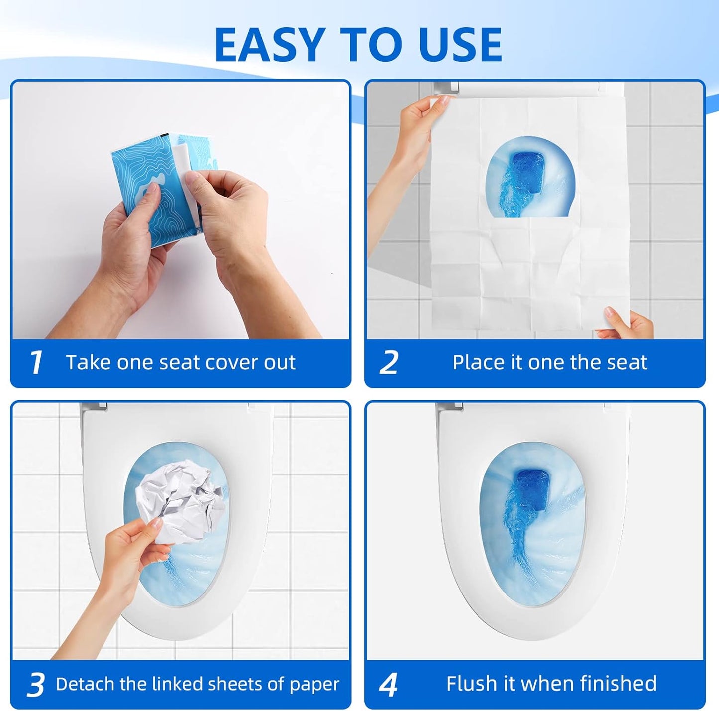 Toilet Seat Covers (60 pack), XL Flushable and Biodegradable Paper Cover Disposable for Adult and Kids’ Potty Training, Great for Airplane, Travel Seats, Public Restroom and Camping