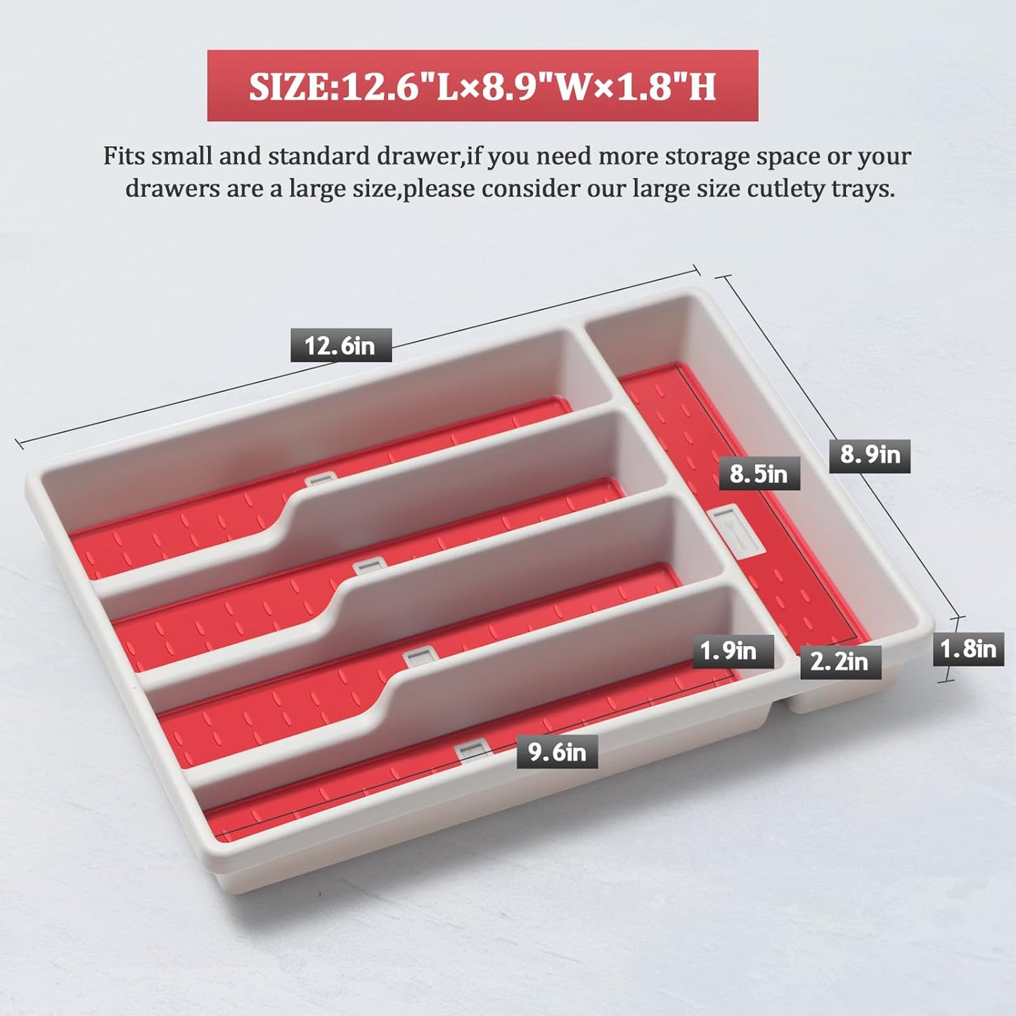Silverware Organizer with Cutlery Icons，Silverware Tray for Kitchen Drawer，Flatware Tableware Cultery Drawer Organizer Utensil Organizer with Non-slip TPR Linings，Kitchen Organization Essentials
