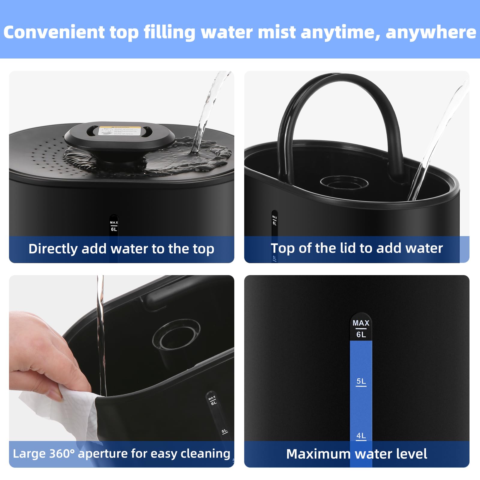 Coolfiqu 6L Warm & Cool Mist Humidifiers for Bedroom,Large Room,Plants