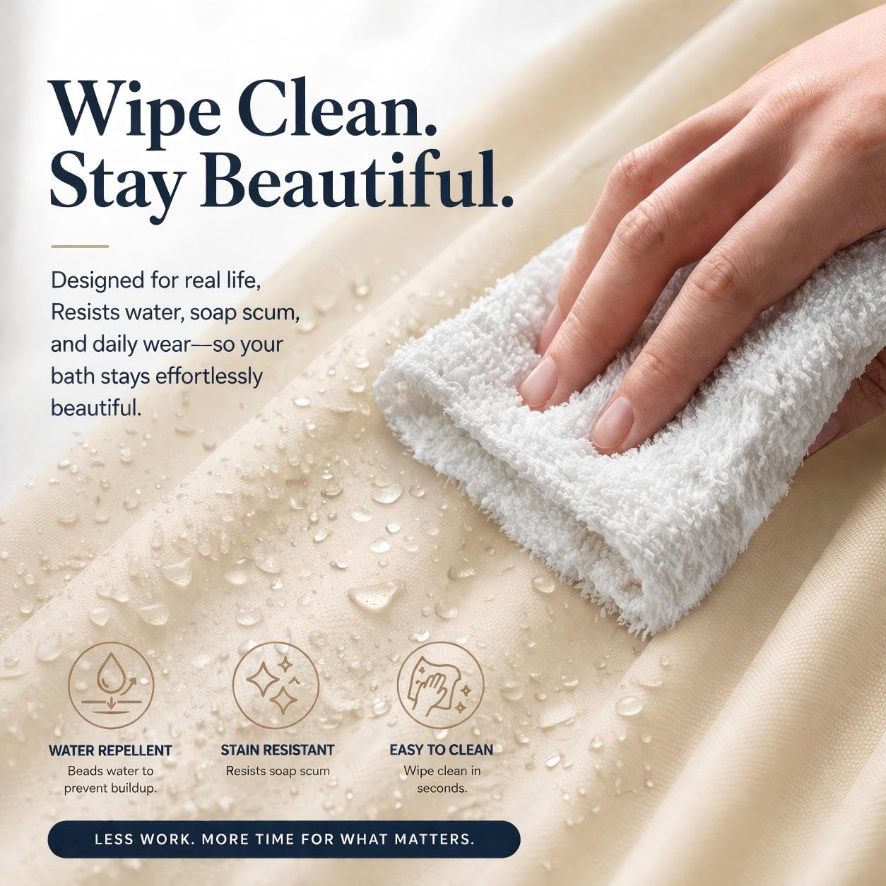 EHZNZIE Beige Shower Curtain Liner 72x72, PEVA Waterproof Bath Curtain, No Chemical Smell, 3