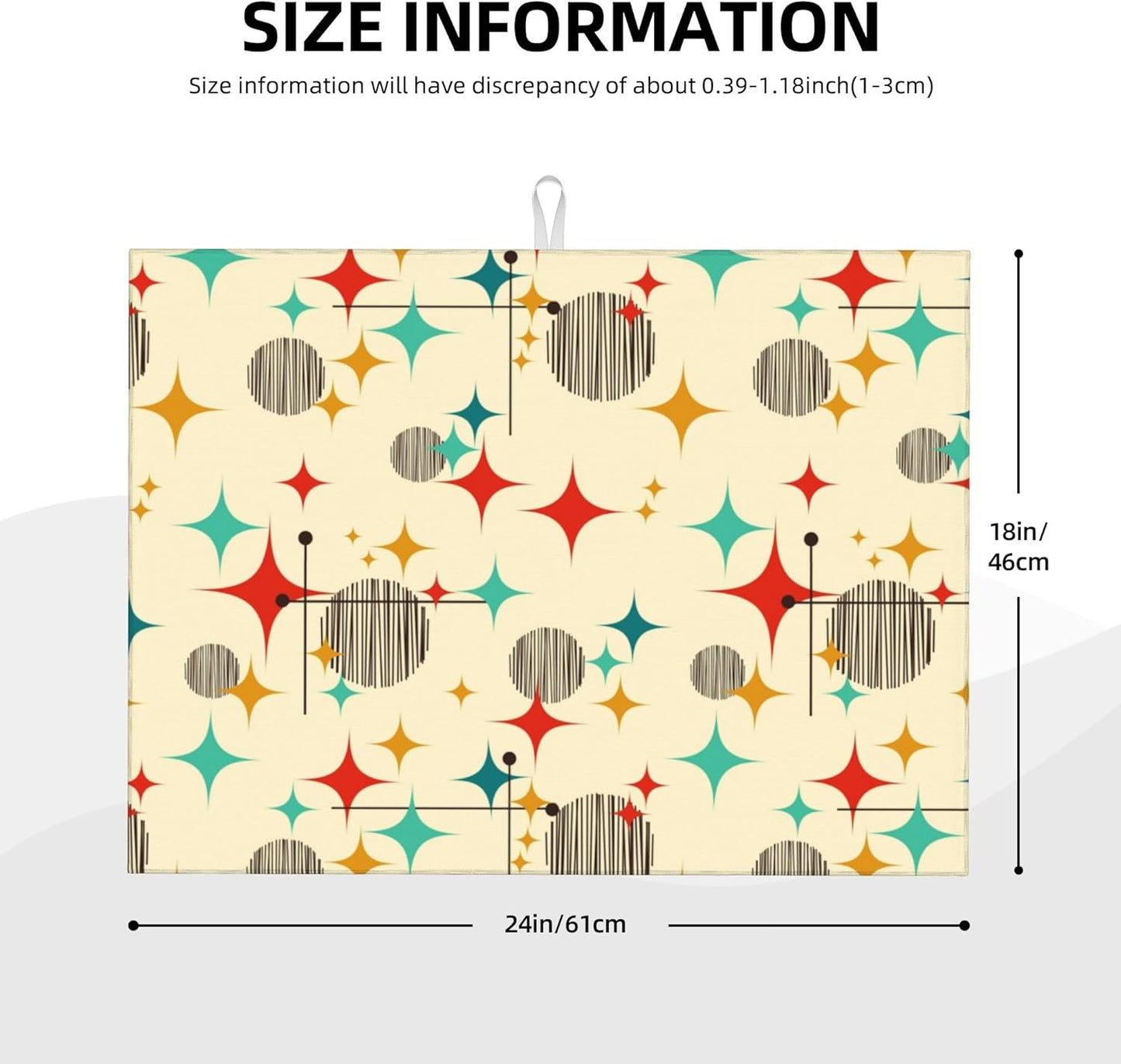 Mid Century Modern Atomic Retro Microfiber Dish Drying Mat for Kitchen Counter 18"x24" Yellow Dishes Pad Dish Drainer Rack Mats Absorbent Washable Reusable Kitchen Home Holiday Decor