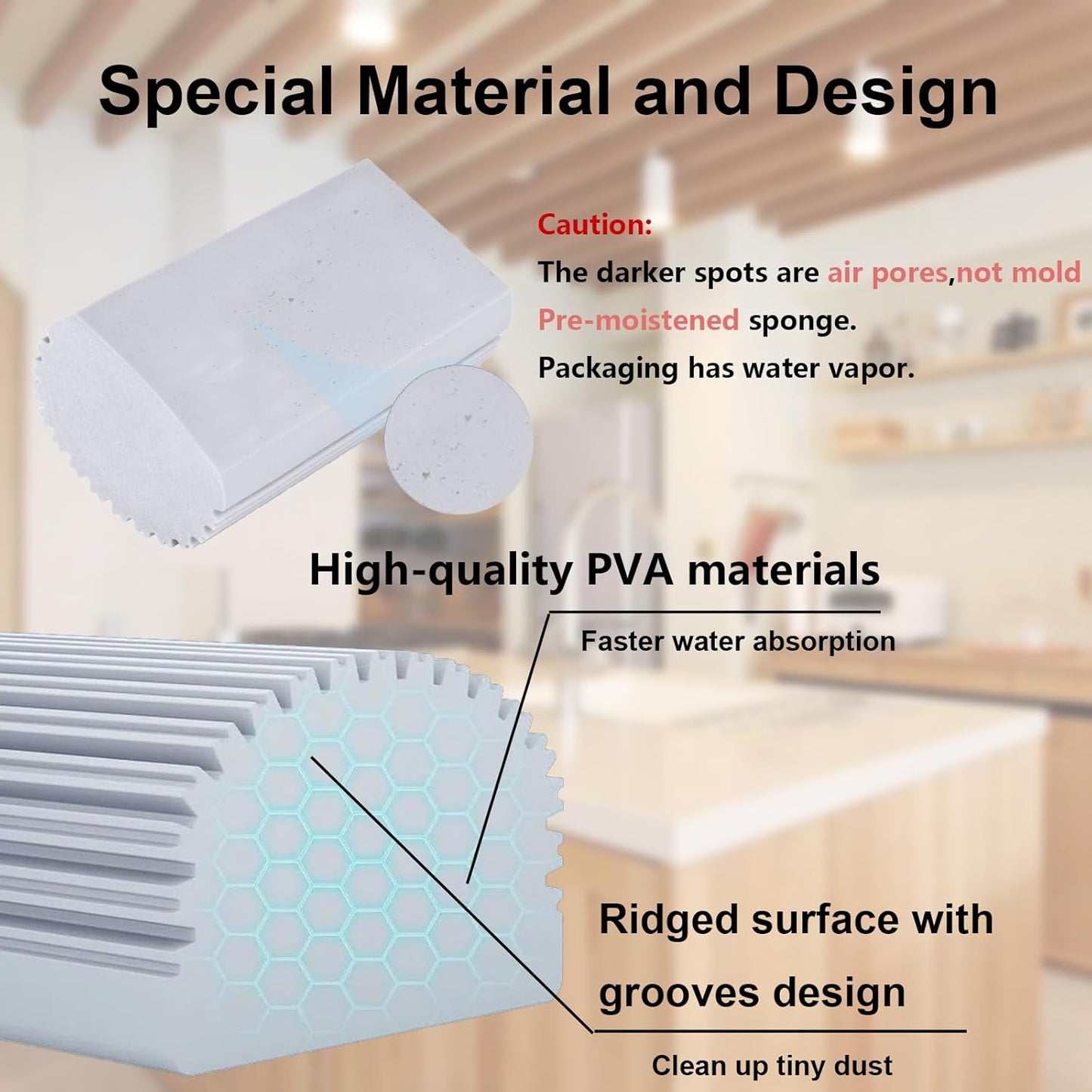 6 Pack Damp Clean Duster Sponge,Dusting Sponge Duster for Housekeeping,Reusable Household Cleaning Sponge for Blinds, Fan Blades,Mirrors,Glass, Baseboards,Window Track Grooves and Car (Grey)